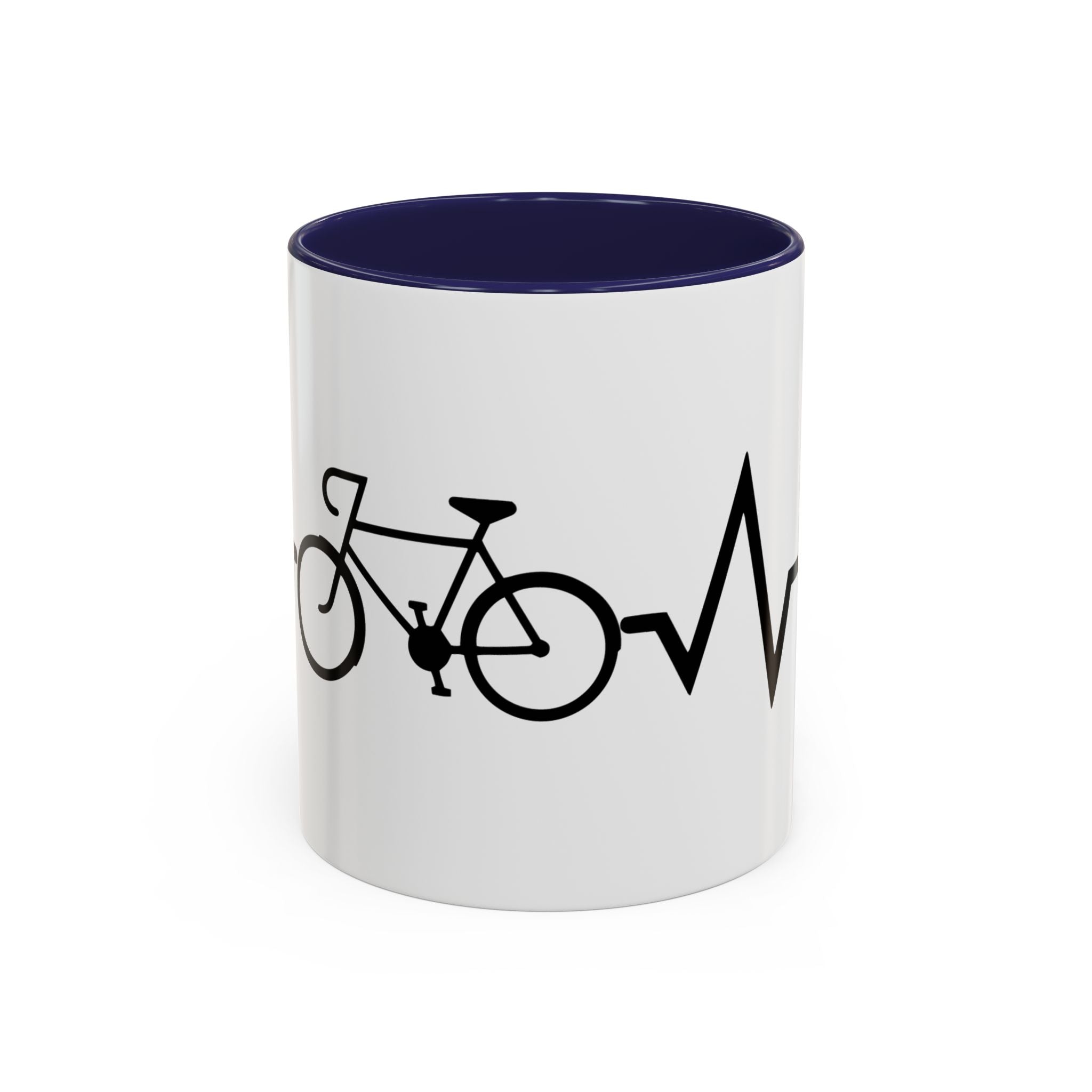 Cycling Lifeline Coffee Mug – 11oz & 15oz Bicycle Heartbeat Design, Colorful Interior