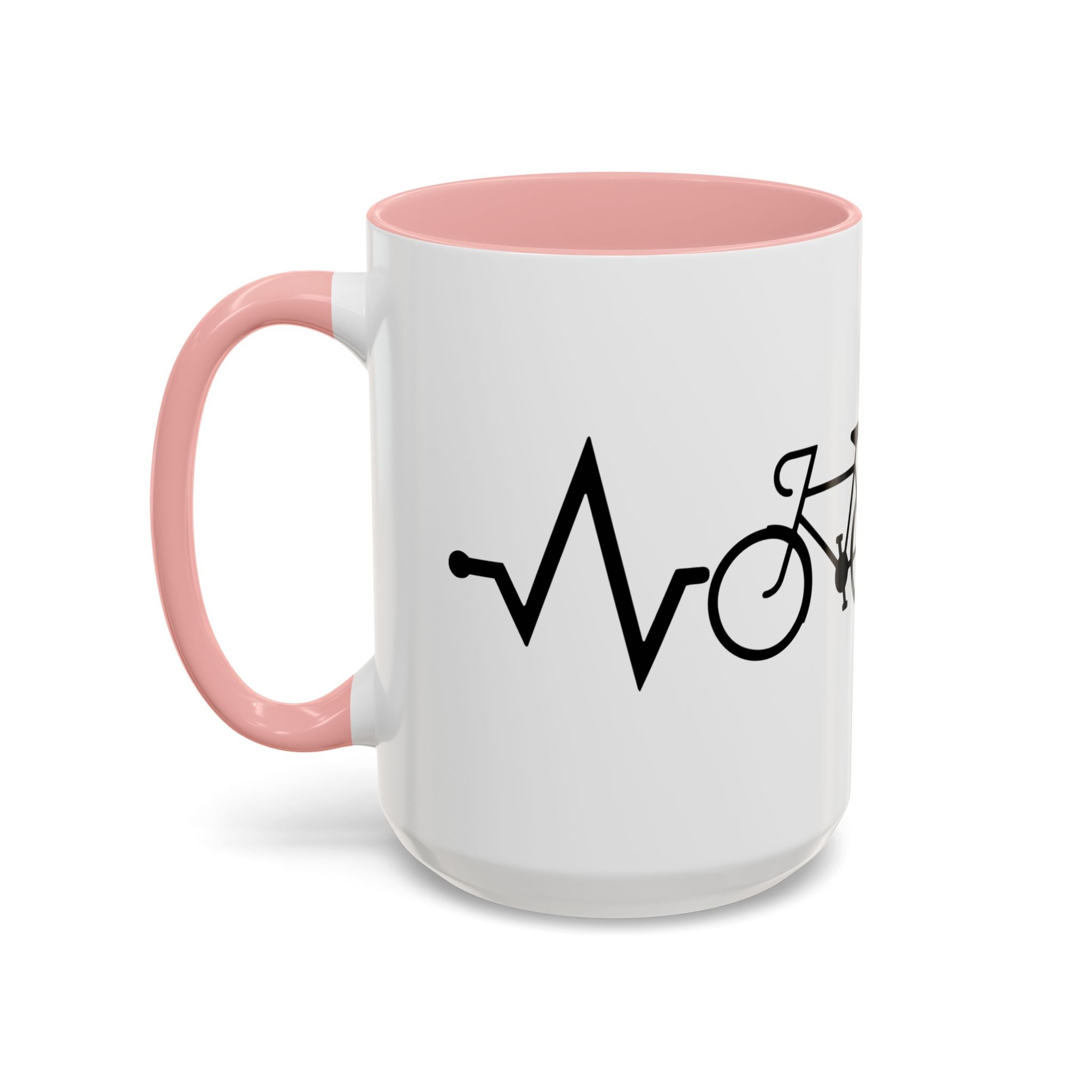 Cycling Lifeline Coffee Mug – 11oz & 15oz Bicycle Heartbeat Design, Colorful Interior