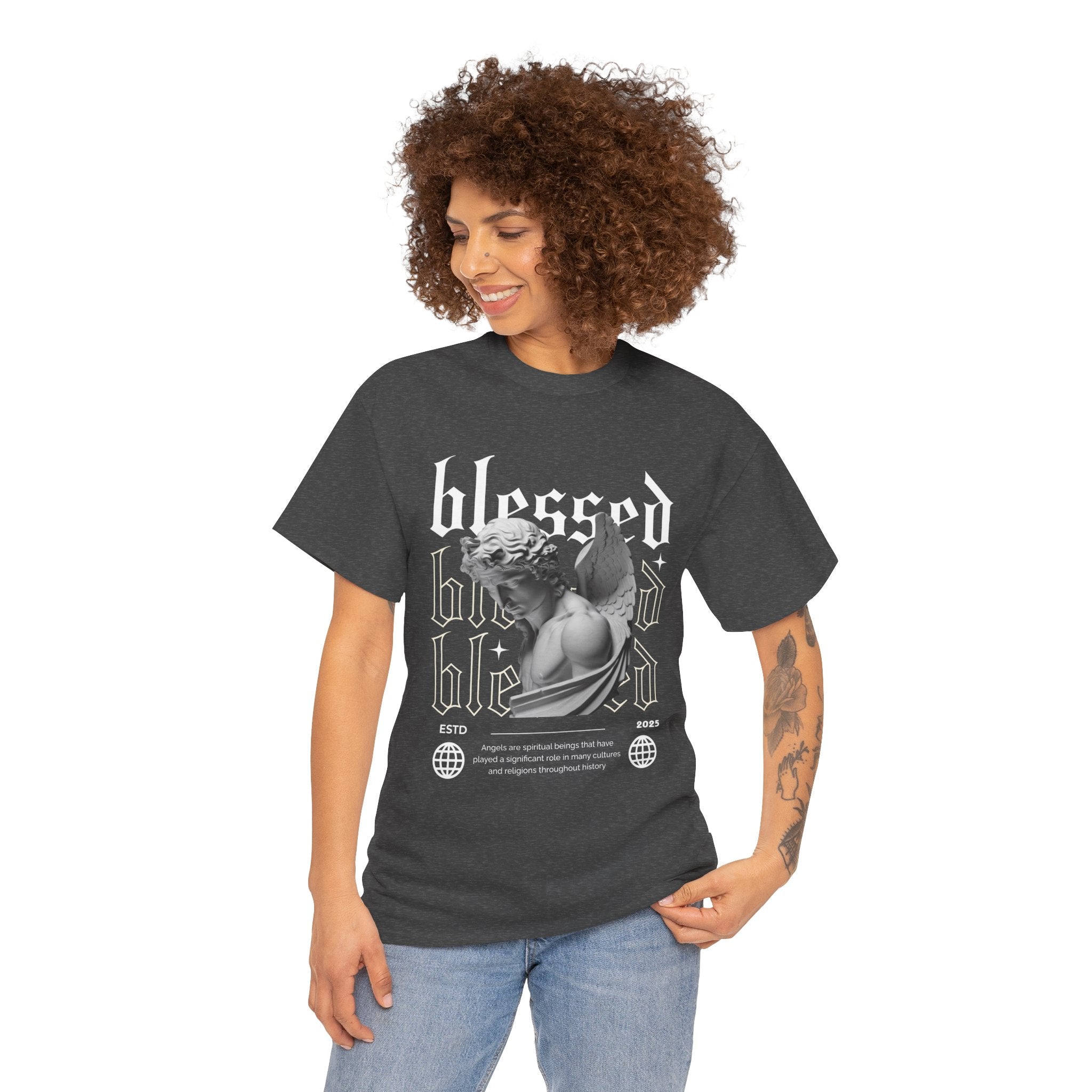 Blessed Guardian: Serene Angelic Sculpture Streetwear