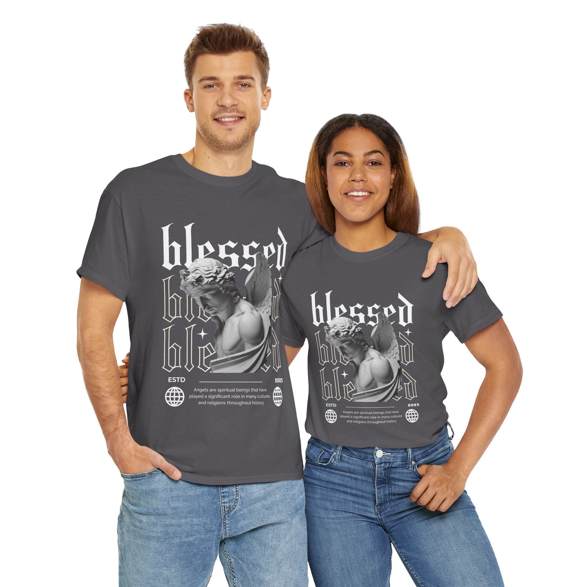 Blessed Guardian: Serene Angelic Sculpture Streetwear