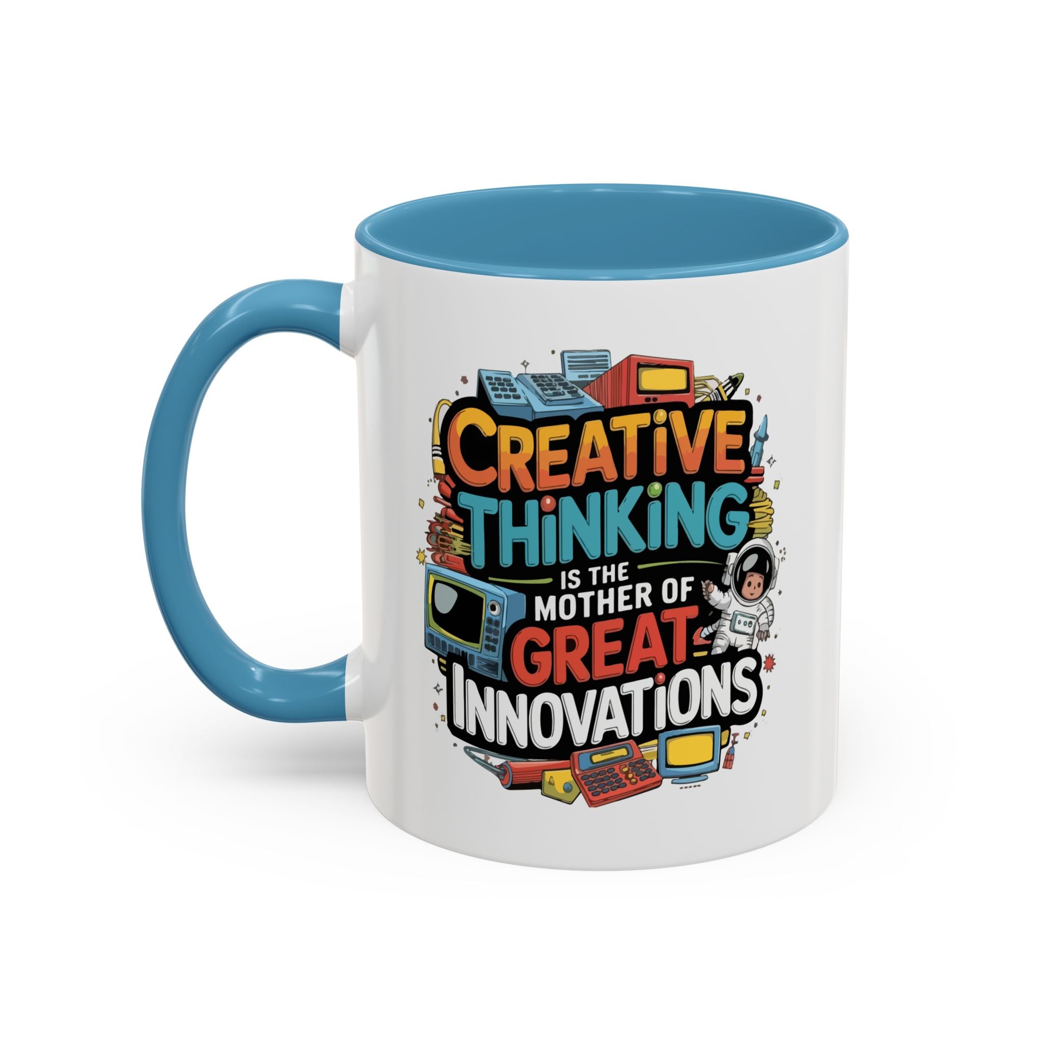 Creative Thinking Coffee Mug – 11oz Inspirational Quote, Colorful Interior