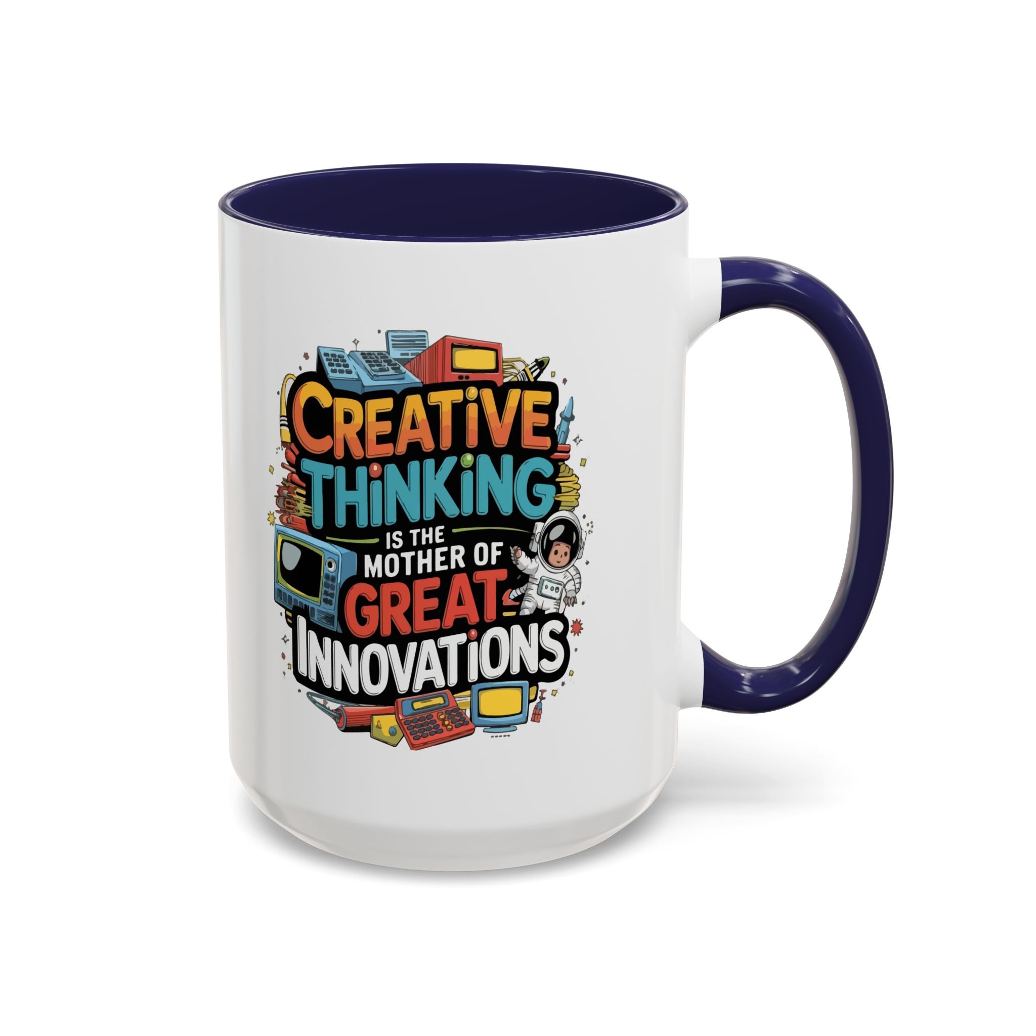 Creative Thinking Coffee Mug – 11oz Inspirational Quote, Colorful Interior