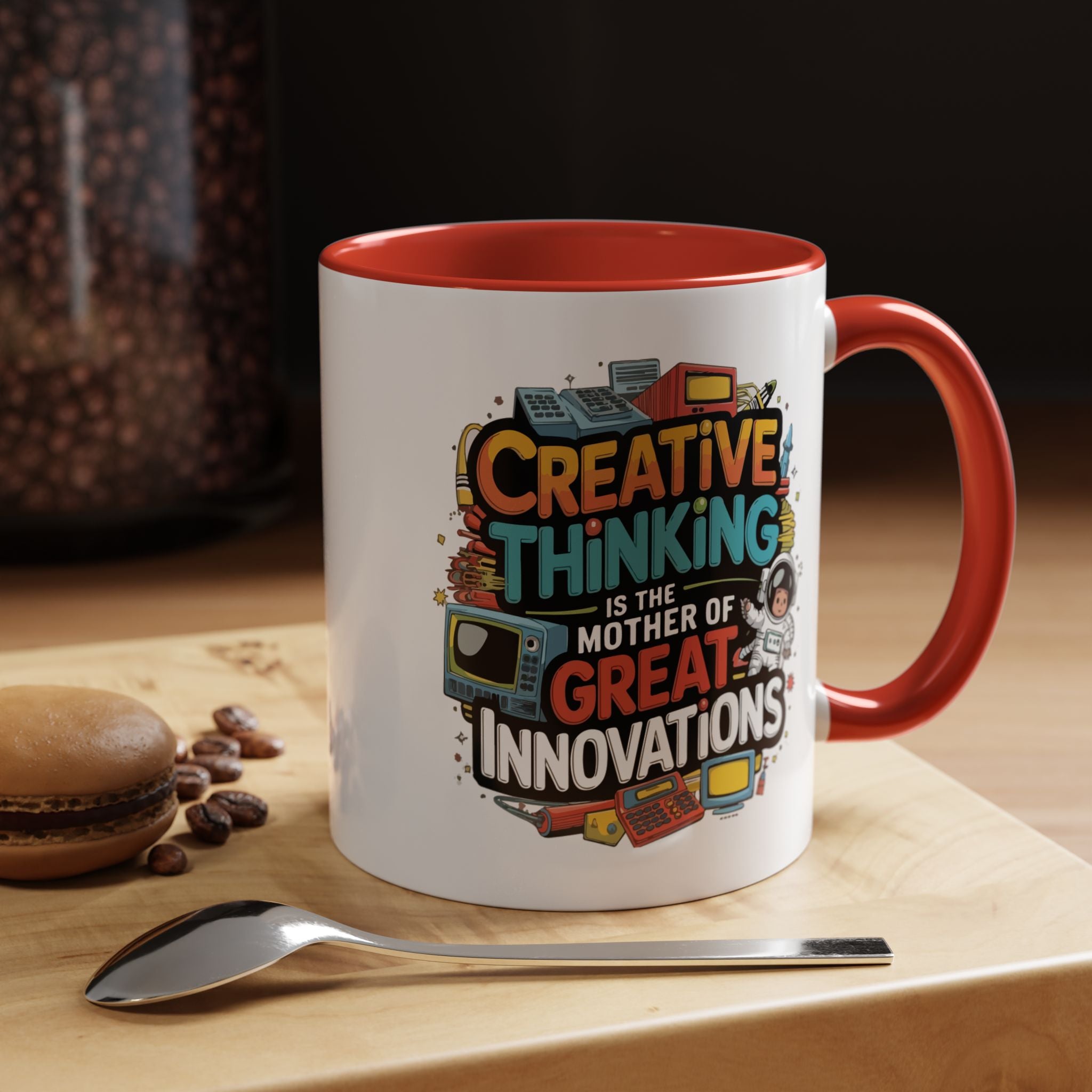 Creative Thinking Coffee Mug – 11oz Inspirational Quote, Colorful Interior