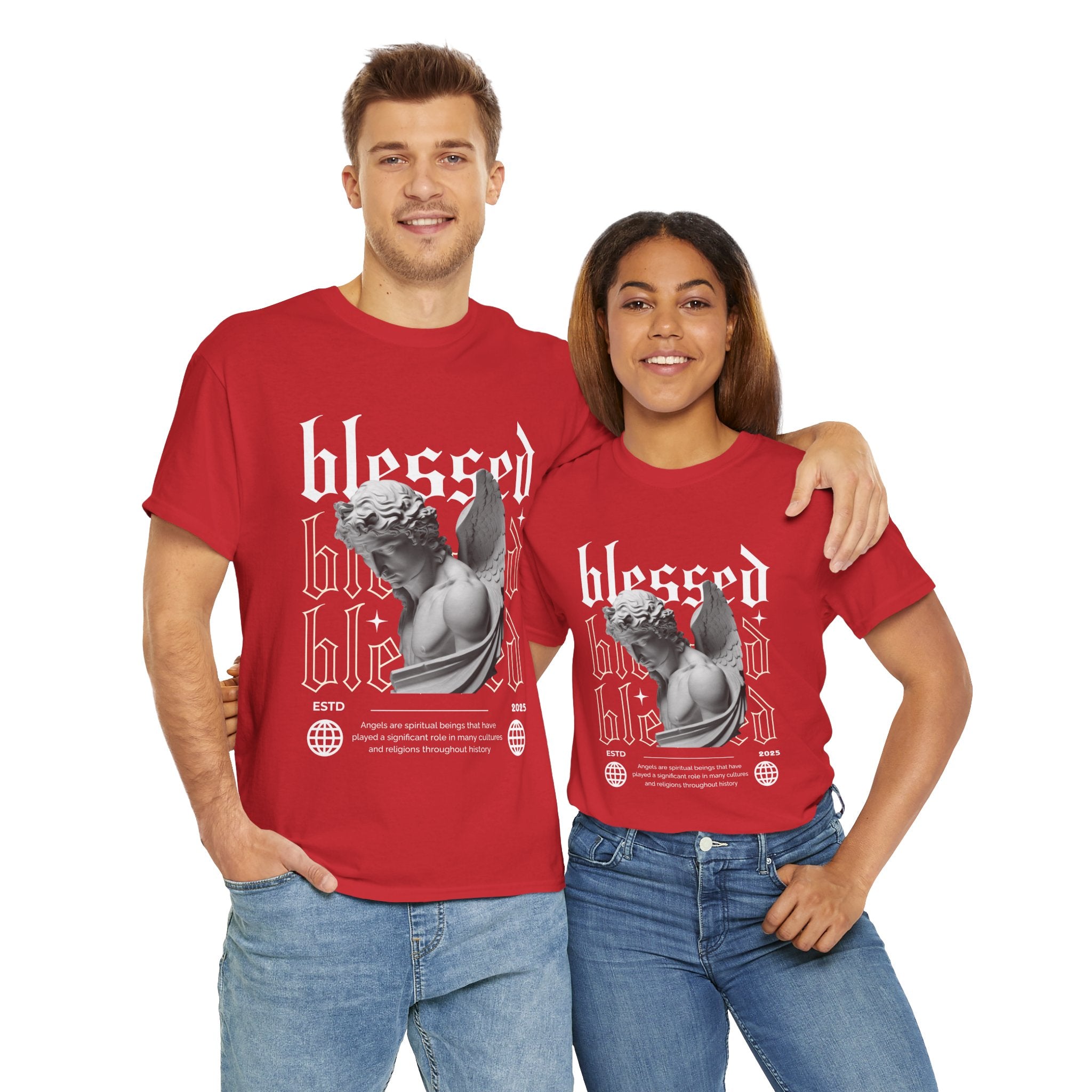 Blessed Guardian: Serene Angelic Sculpture Streetwear