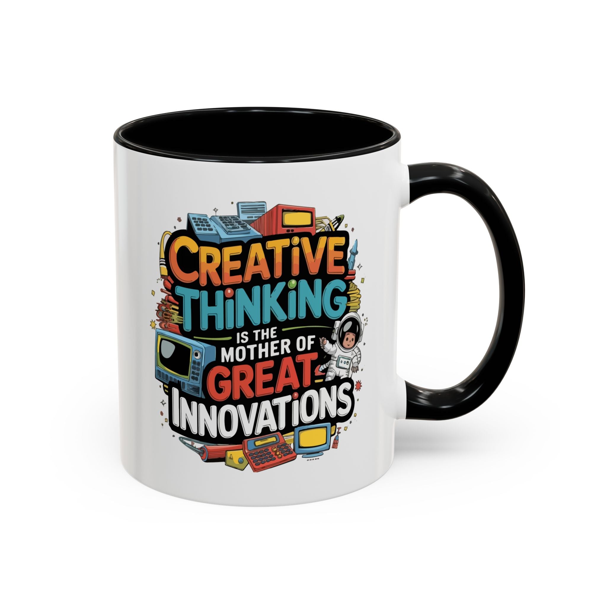 Creative Thinking Coffee Mug – 11oz Inspirational Quote, Colorful Interior