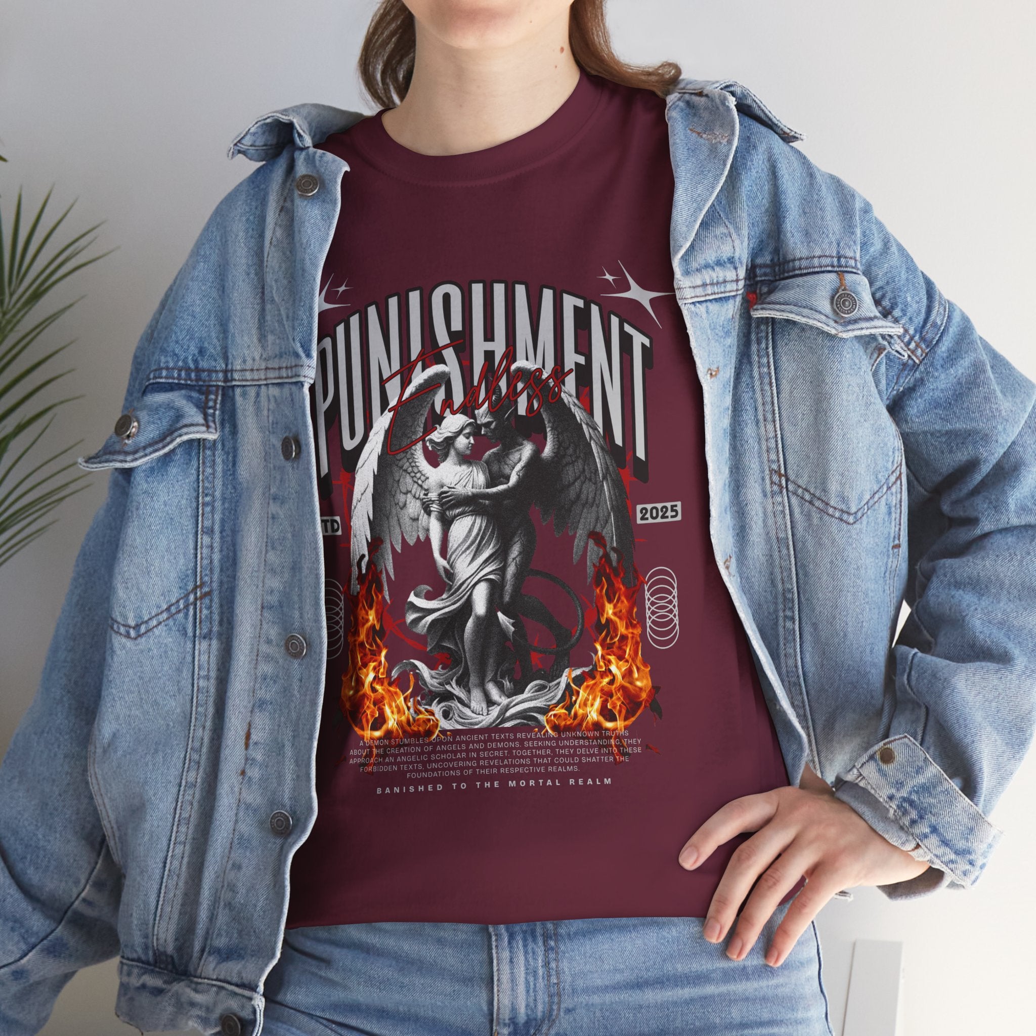 Endless Punishment: Angel & Demon Embrace Streetwear Graphic