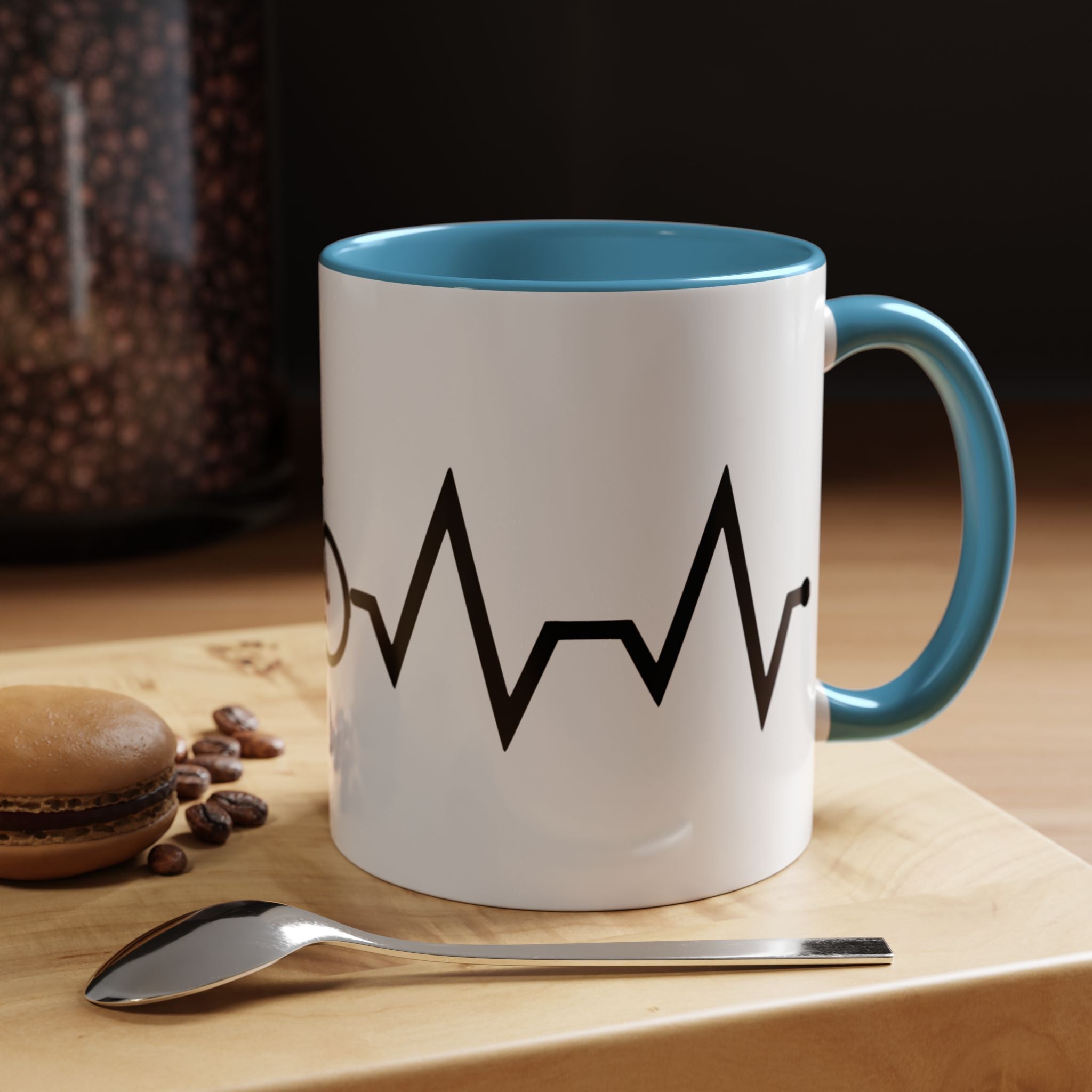 Cycling Lifeline Coffee Mug – 11oz & 15oz Bicycle Heartbeat Design, Colorful Interior