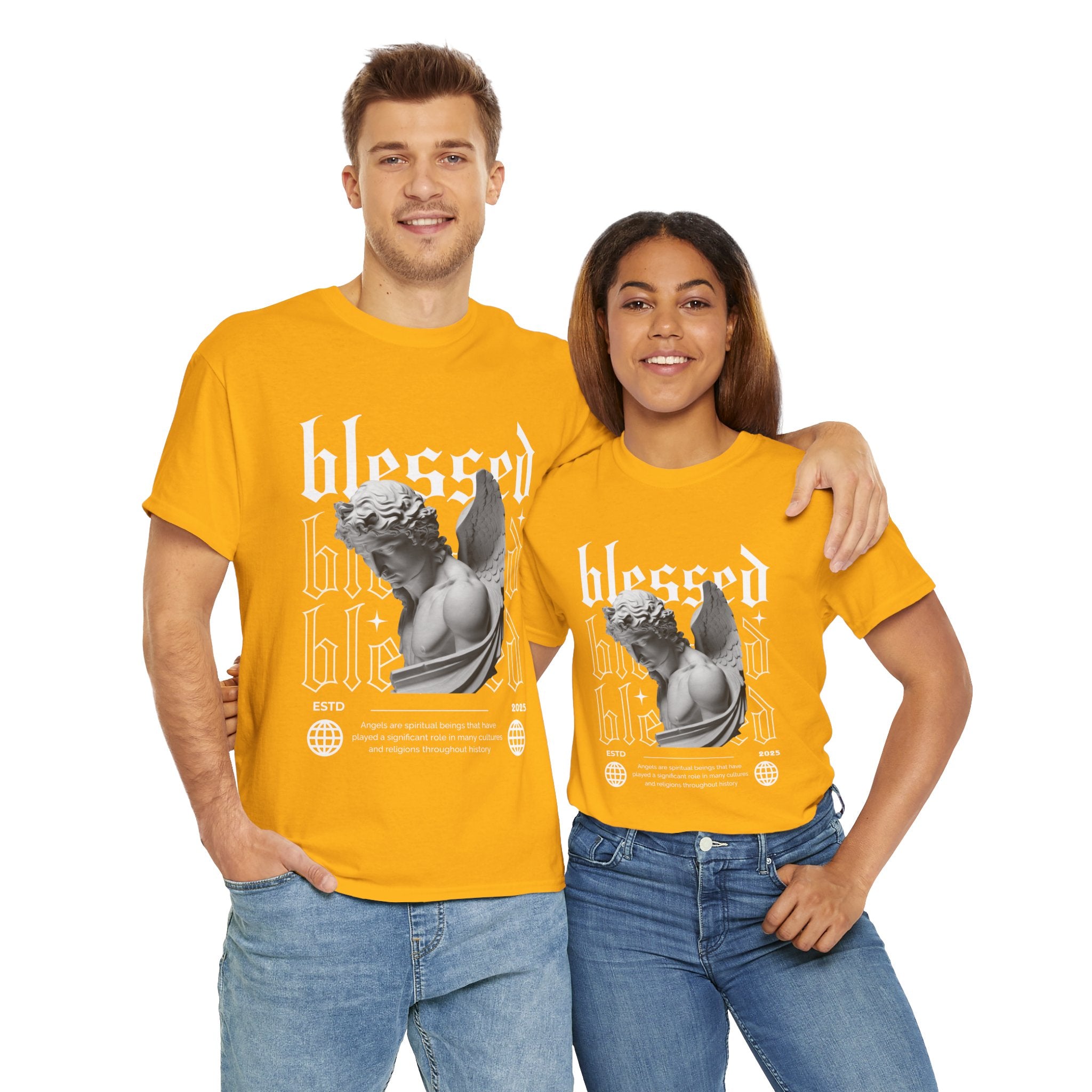 Blessed Guardian: Serene Angelic Sculpture Streetwear