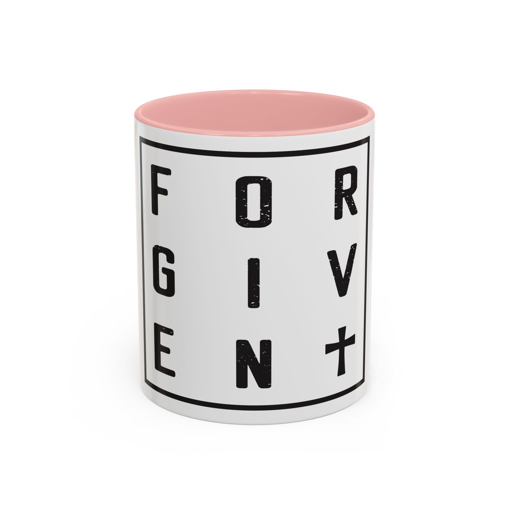 Faith-Inspired Coffee Mug – 11oz & 15oz Forgiven Cross Design, Colorful Interior