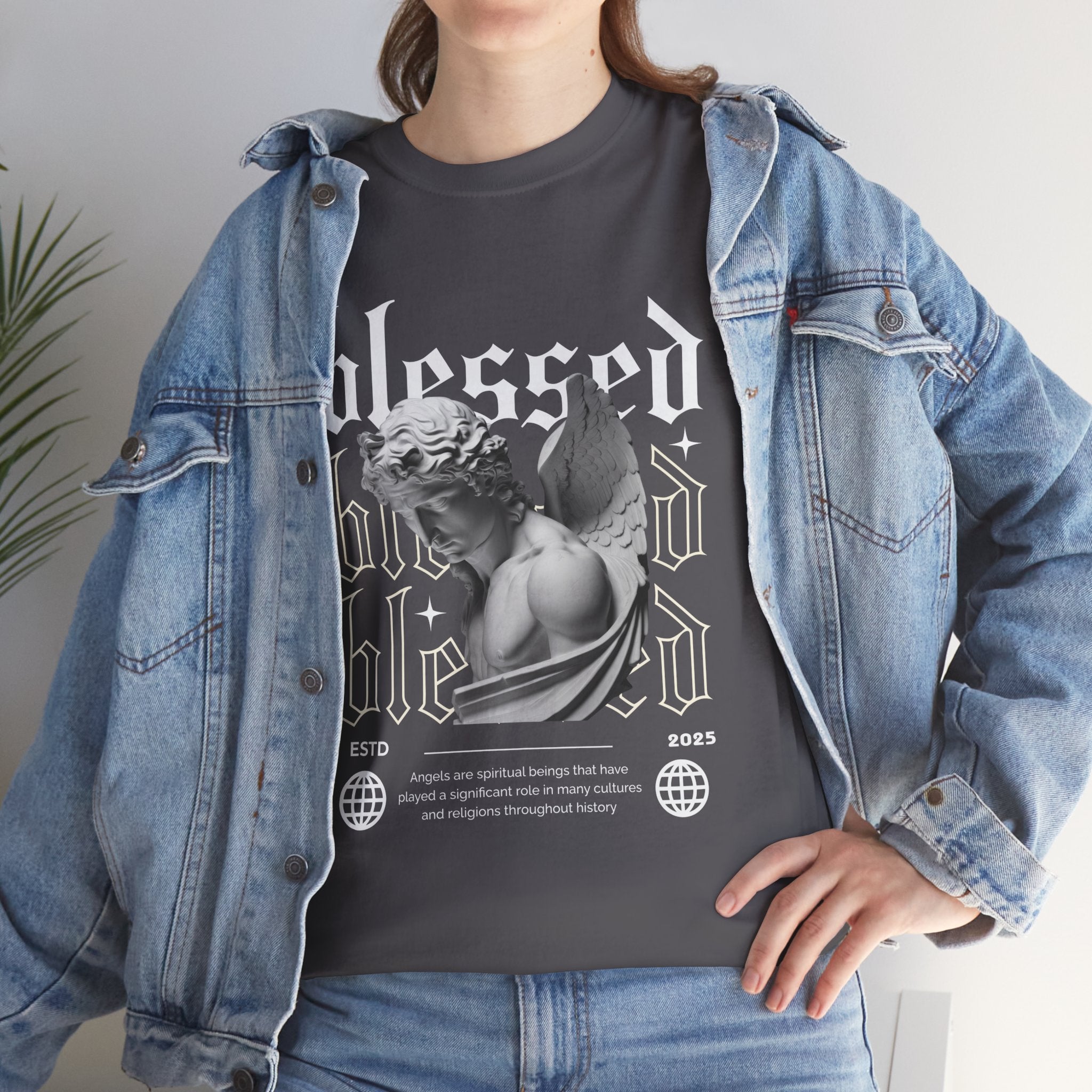 Blessed Guardian: Serene Angelic Sculpture Streetwear