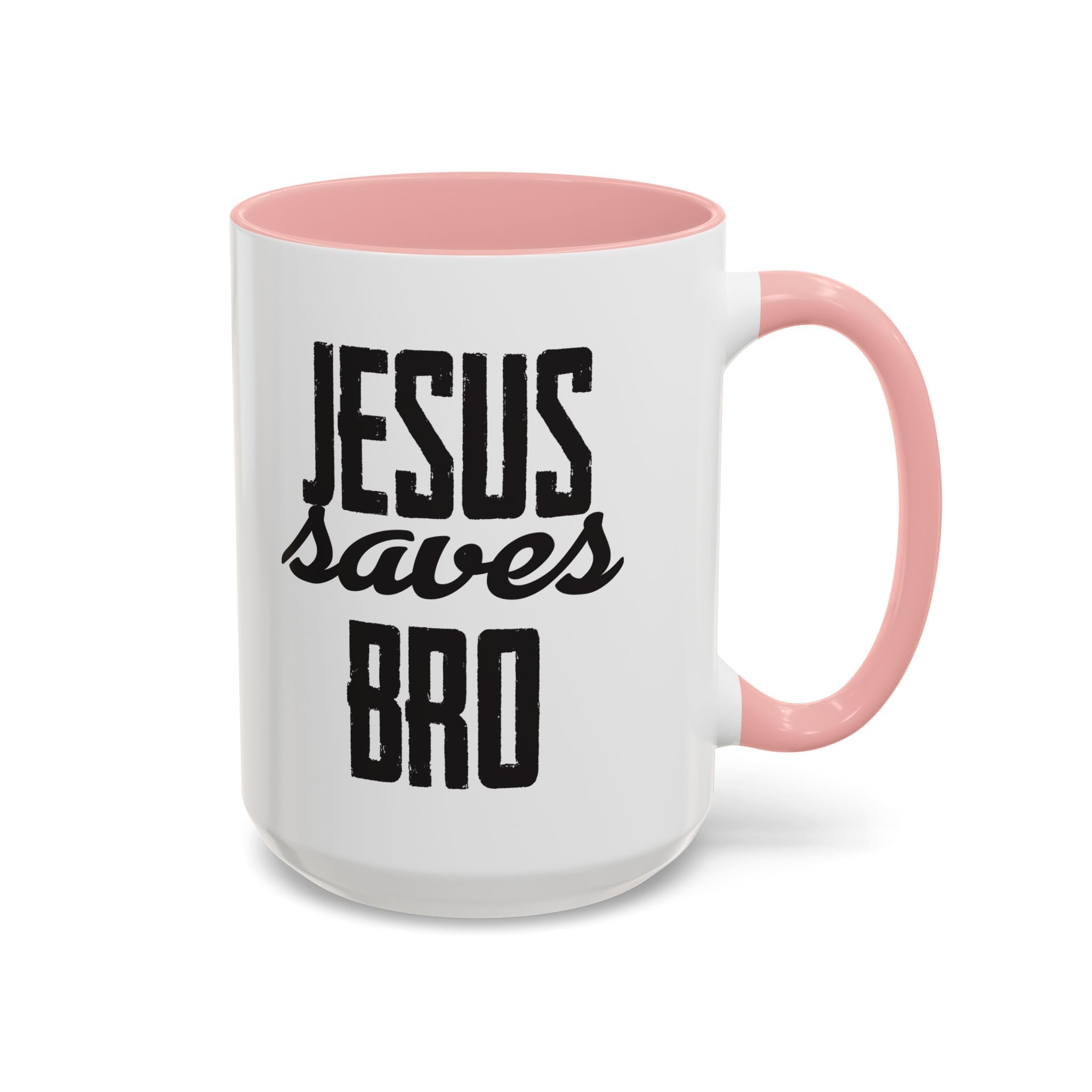 Christian Coffee Mug – 11oz & 15oz Jesus Saves Bro Quote, Colorful Interior