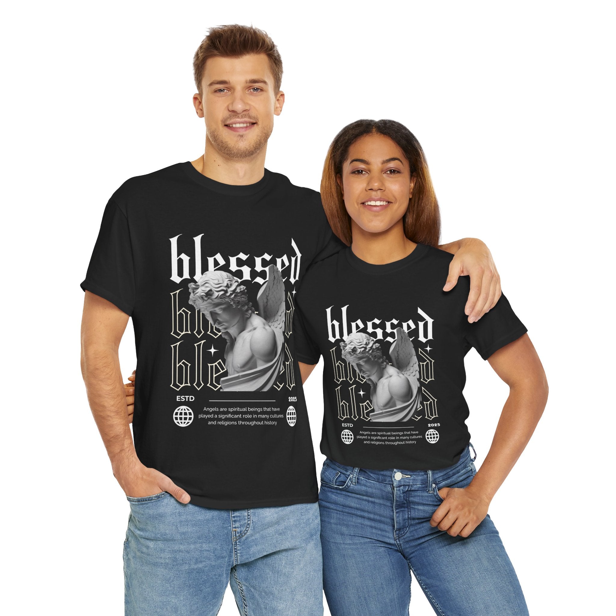 Blessed Guardian: Serene Angelic Sculpture Streetwear