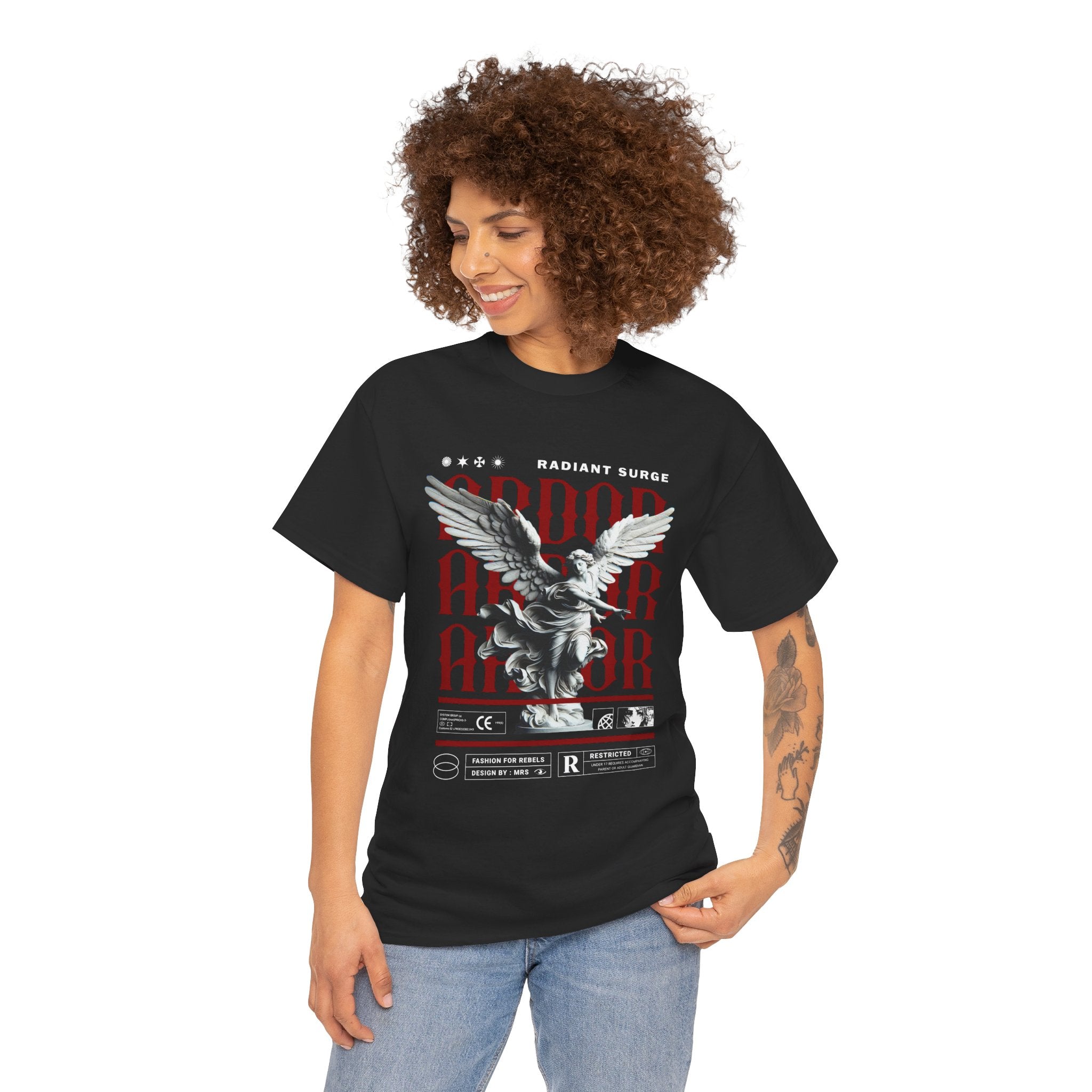 "Divine Angel" - Gothic Black & White T-Shirt Design