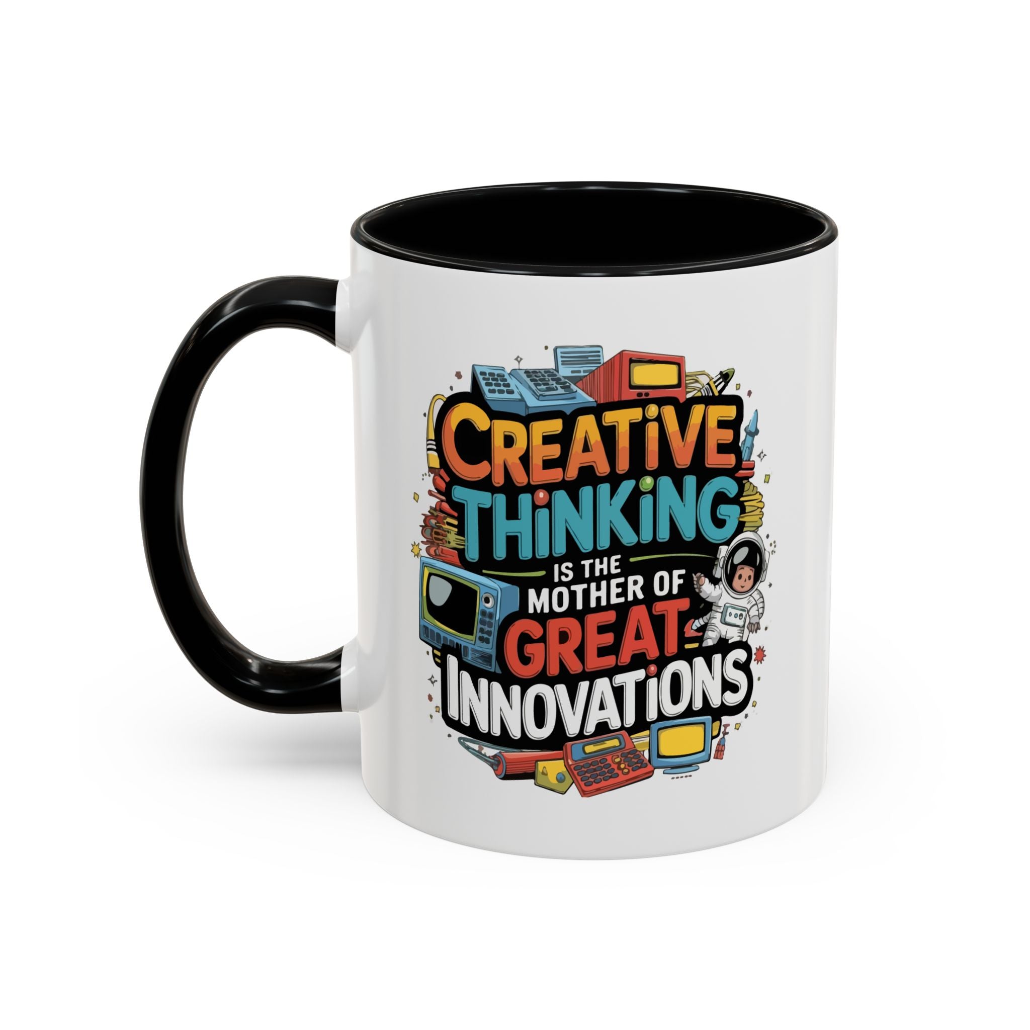 Creative Thinking Coffee Mug – 11oz Inspirational Quote, Colorful Interior