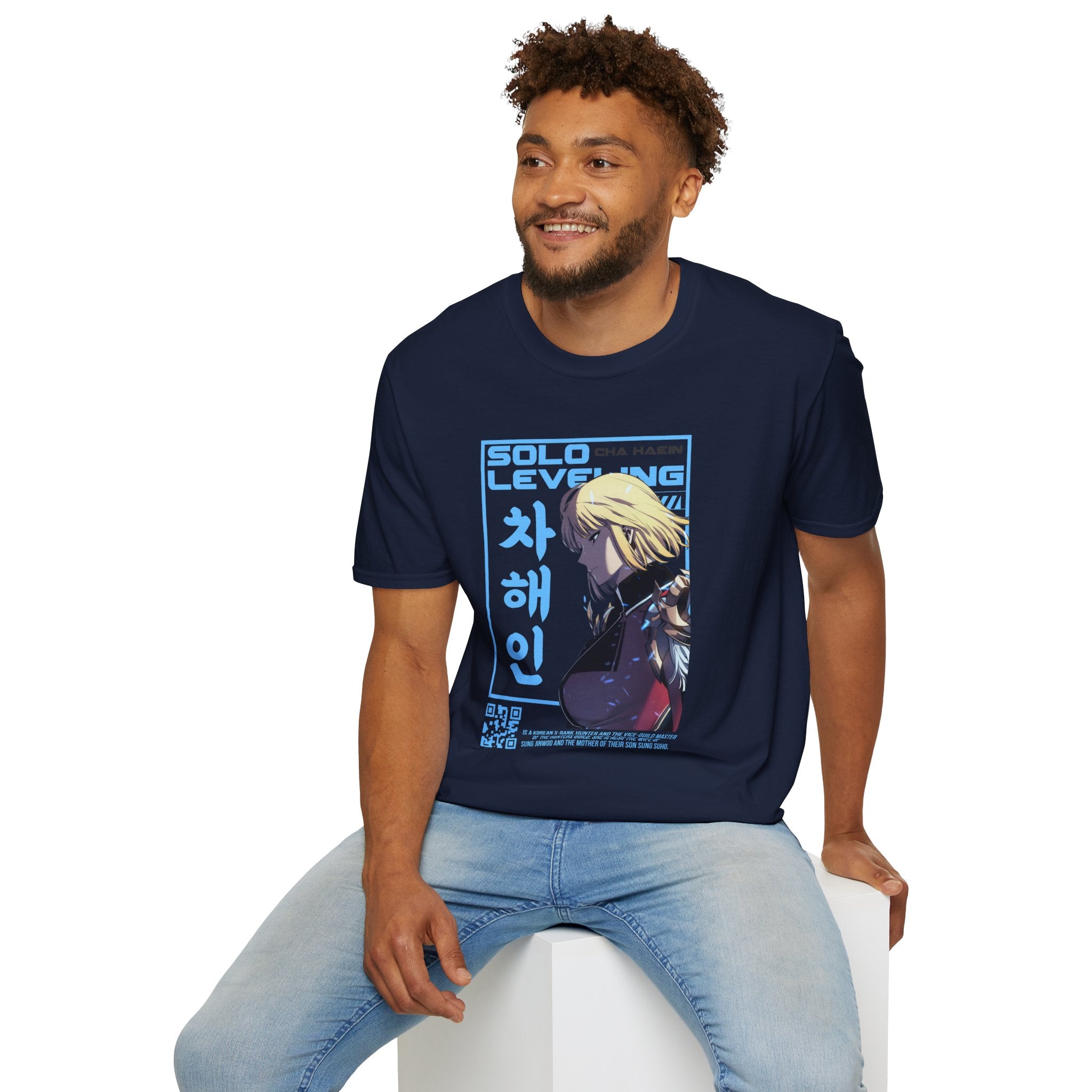Solo Leveling Cha Hae-In Anime T-Shirt – Black Graphic Tee for Fans