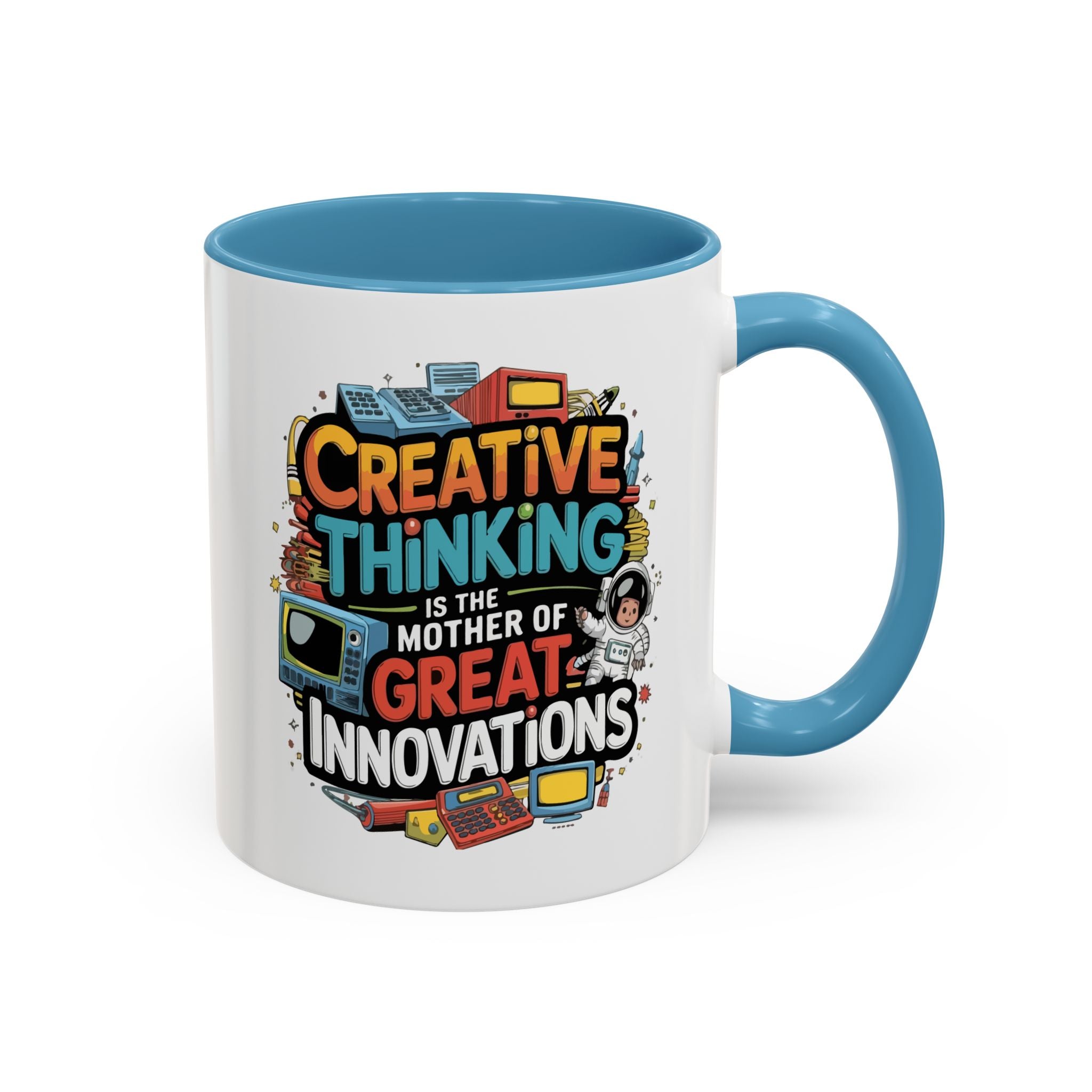 Creative Thinking Coffee Mug – 11oz Inspirational Quote, Colorful Interior