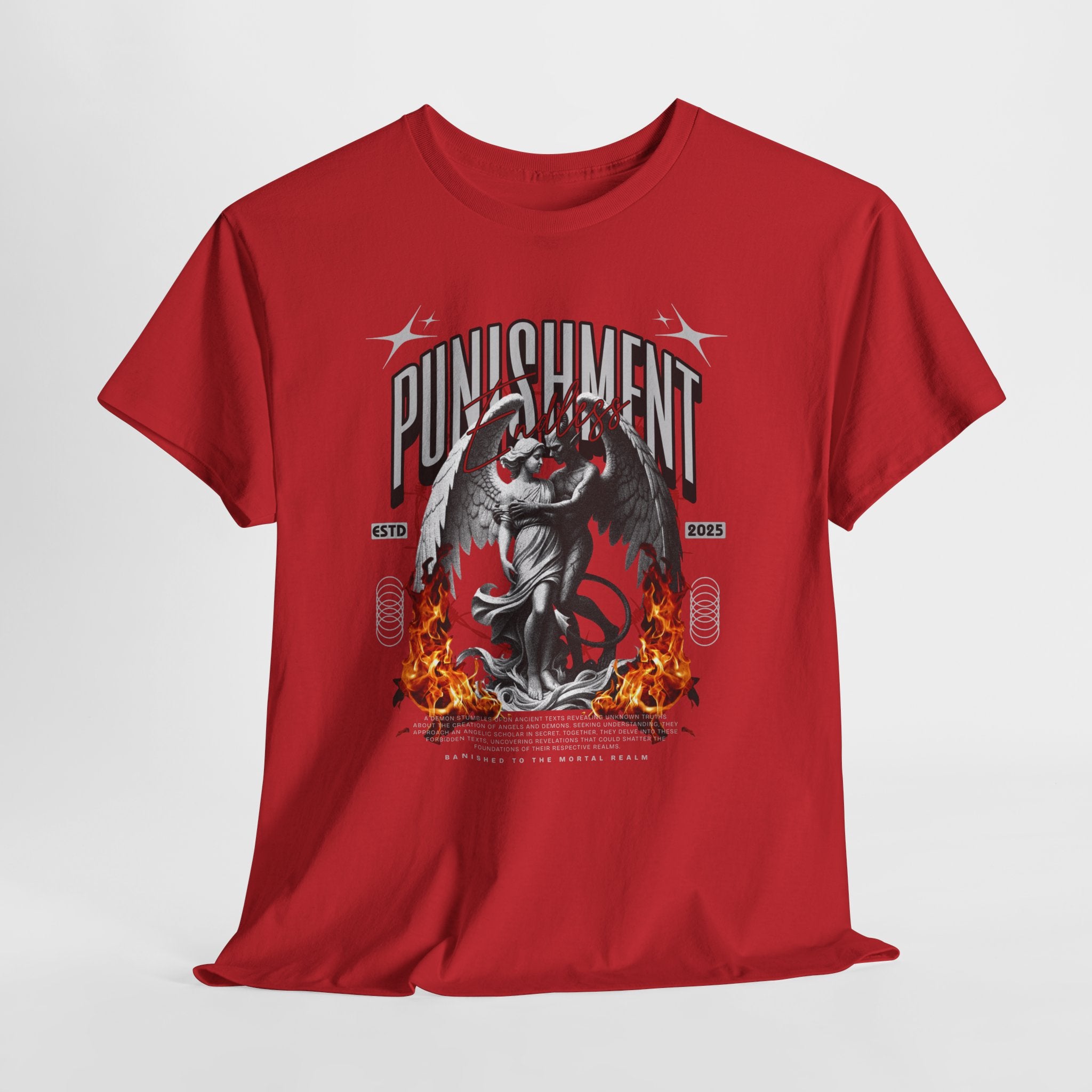 Endless Punishment: Angel & Demon Embrace Streetwear Graphic