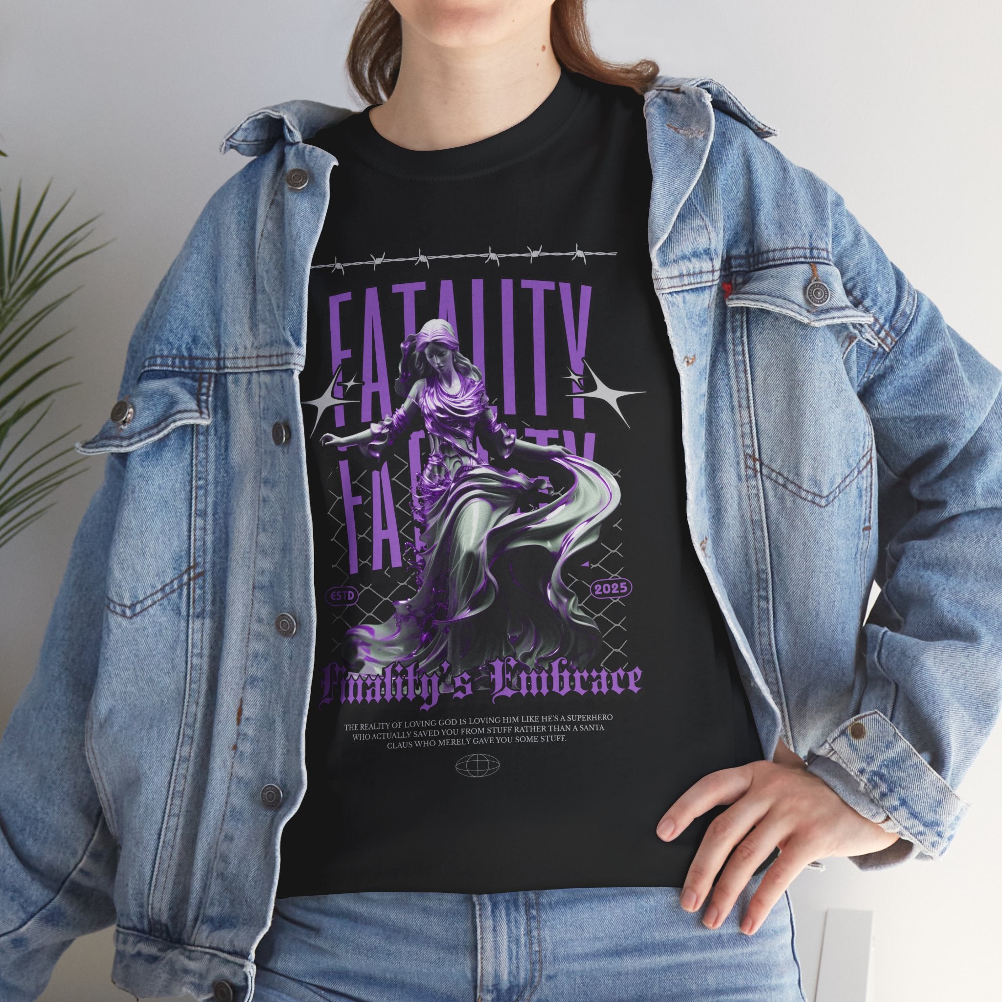 "Fatality's Embrace" Flowing Violet Statue - Gothic Digital Art