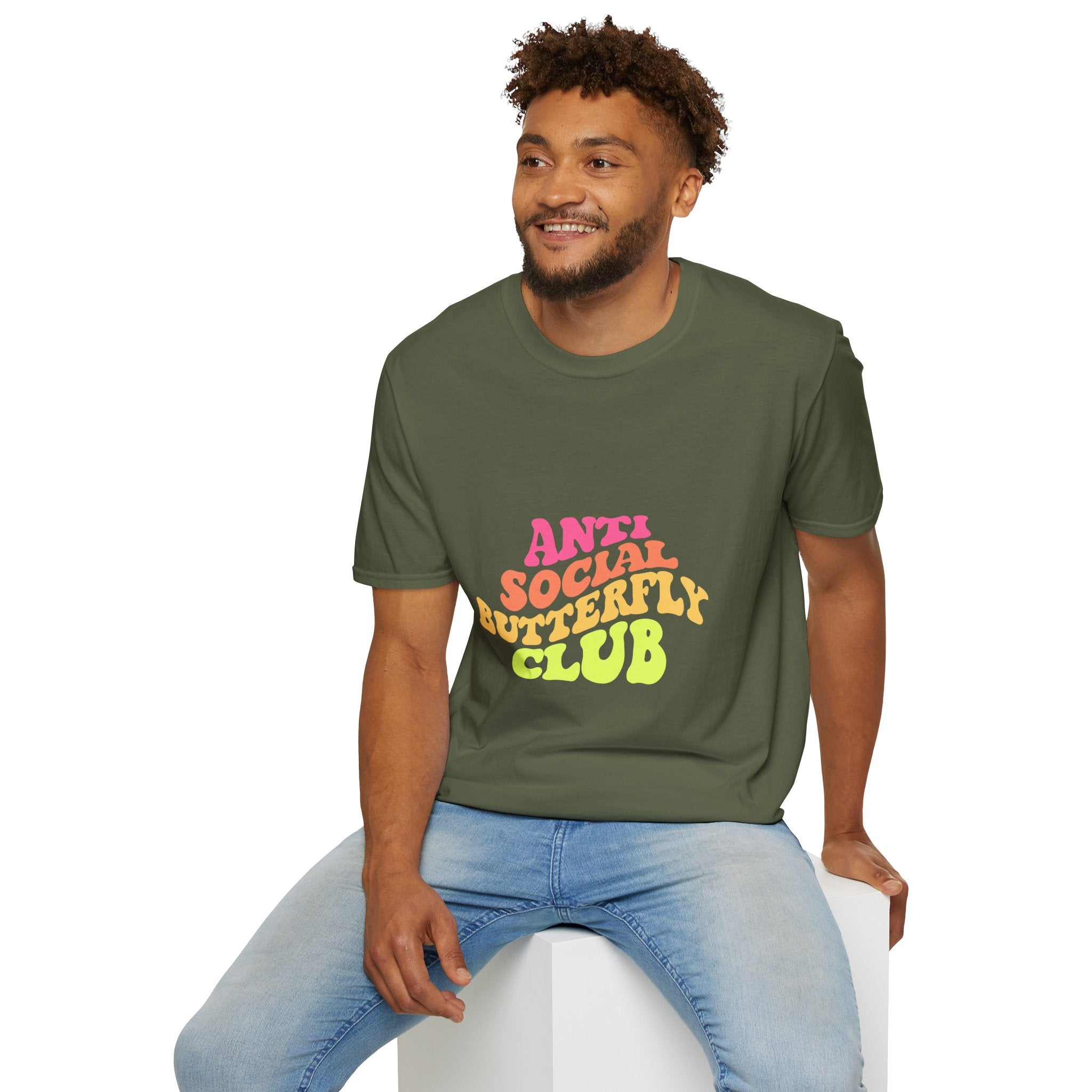 Anti Social Butterfly Club T-Shirt – Funny Introvert Graphic Tee, Sarcastic Unisex Shirt, Humor Casual Apparel