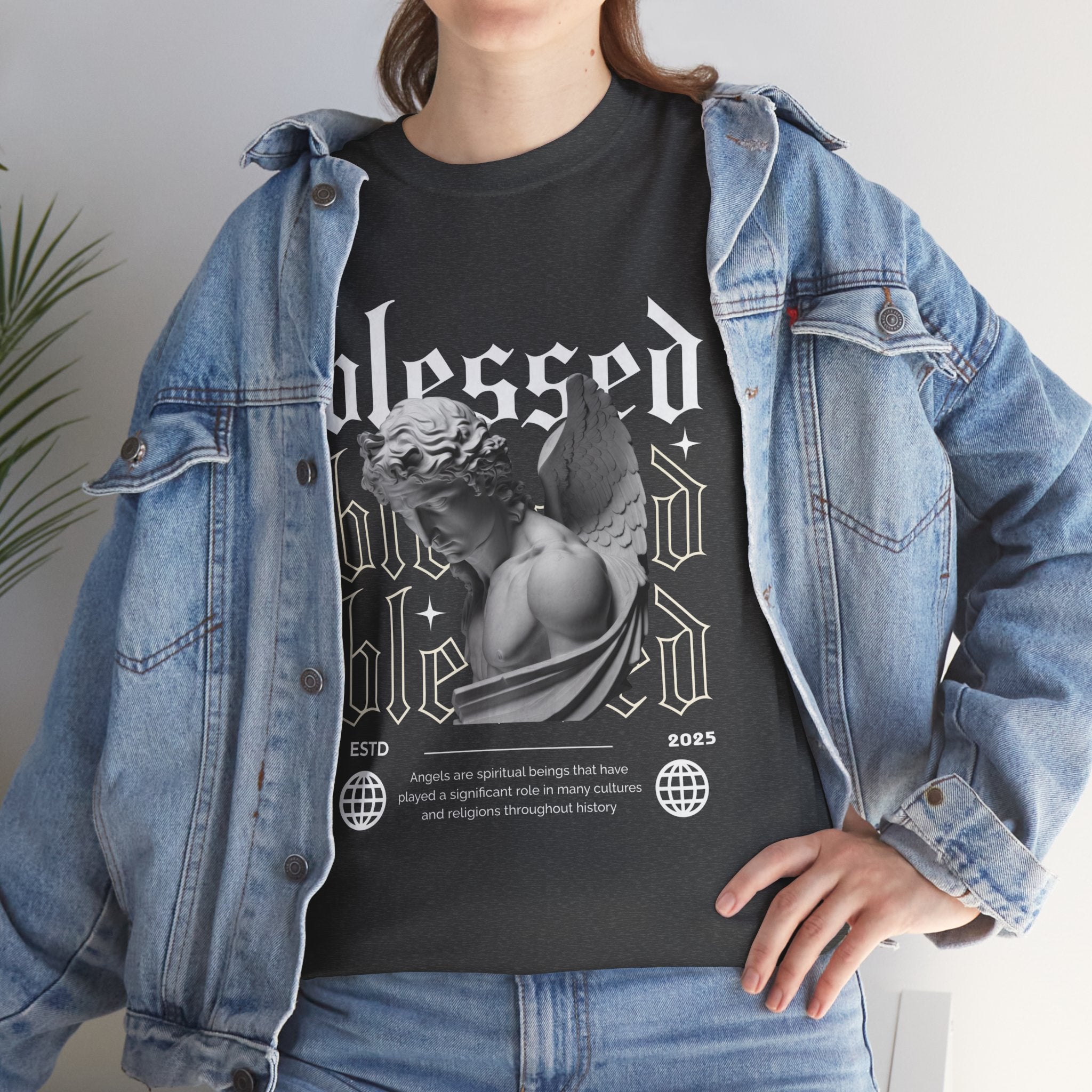 Blessed Guardian: Serene Angelic Sculpture Streetwear