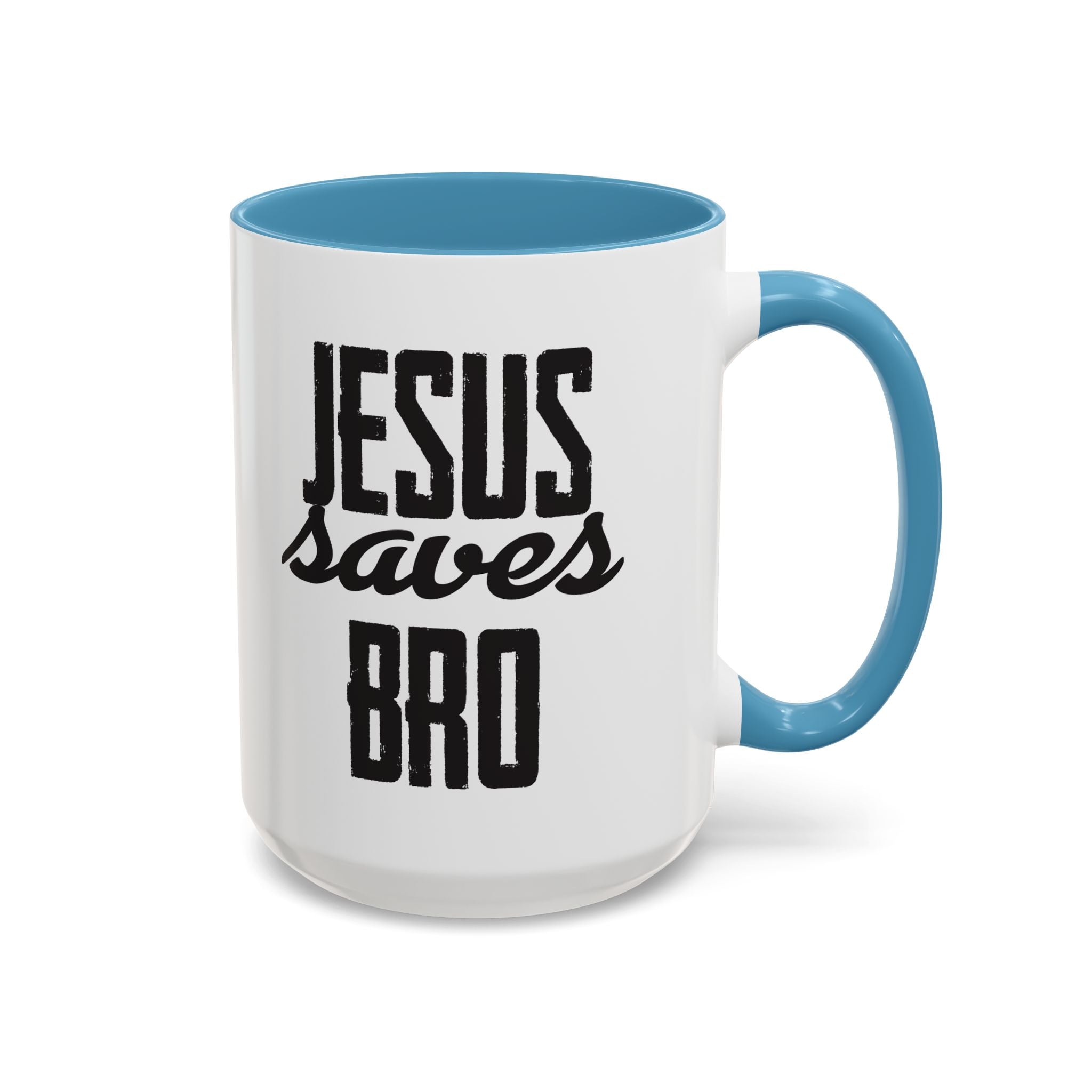Christian Coffee Mug – 11oz & 15oz Jesus Saves Bro Quote, Colorful Interior