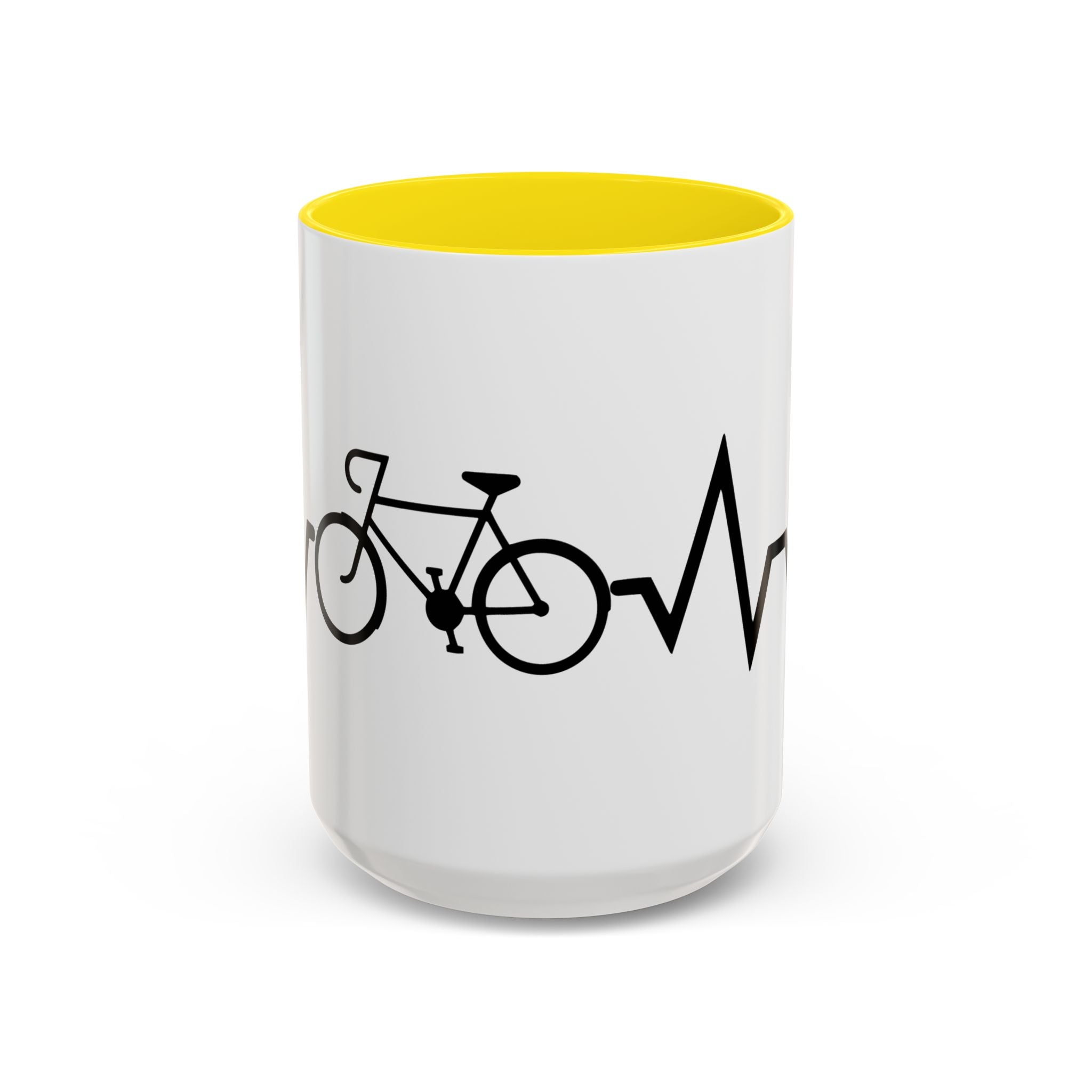 Cycling Lifeline Coffee Mug – 11oz & 15oz Bicycle Heartbeat Design, Colorful Interior