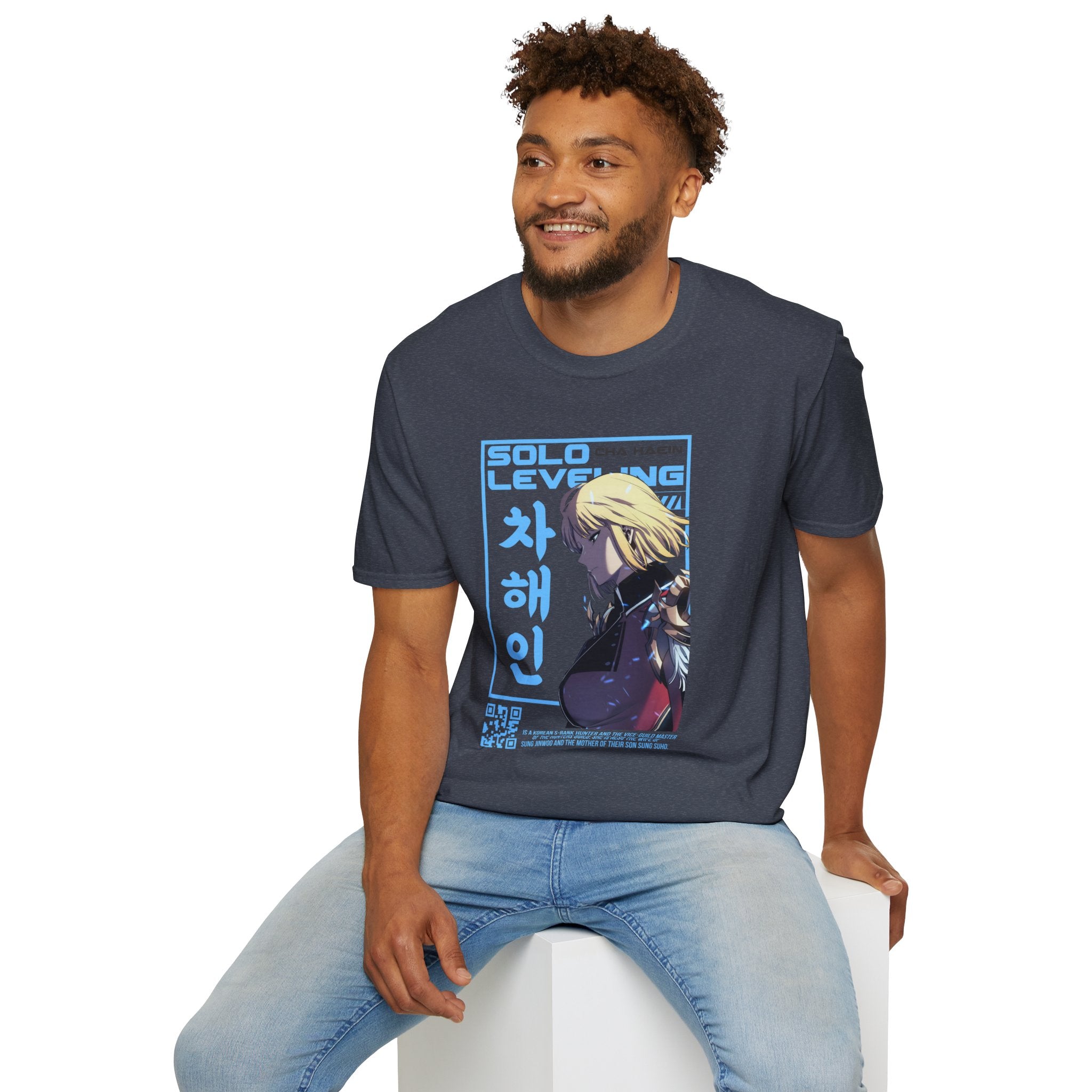 Solo Leveling Cha Hae-In Anime T-Shirt – Black Graphic Tee for Fans