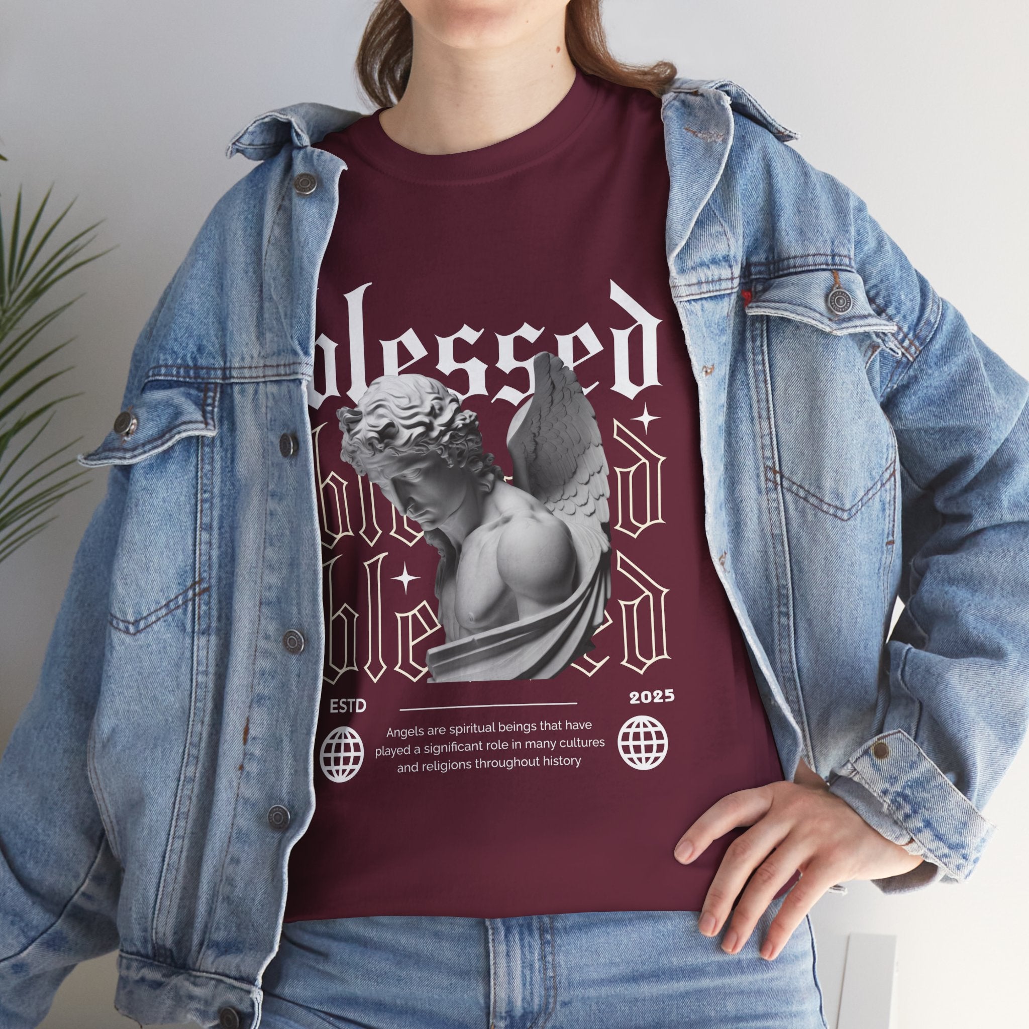Blessed Guardian: Serene Angelic Sculpture Streetwear