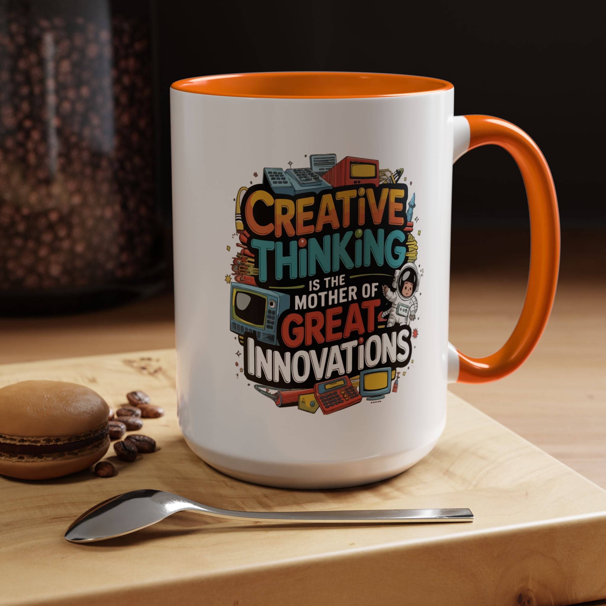 Creative Thinking Coffee Mug – 11oz Inspirational Quote, Colorful Interior
