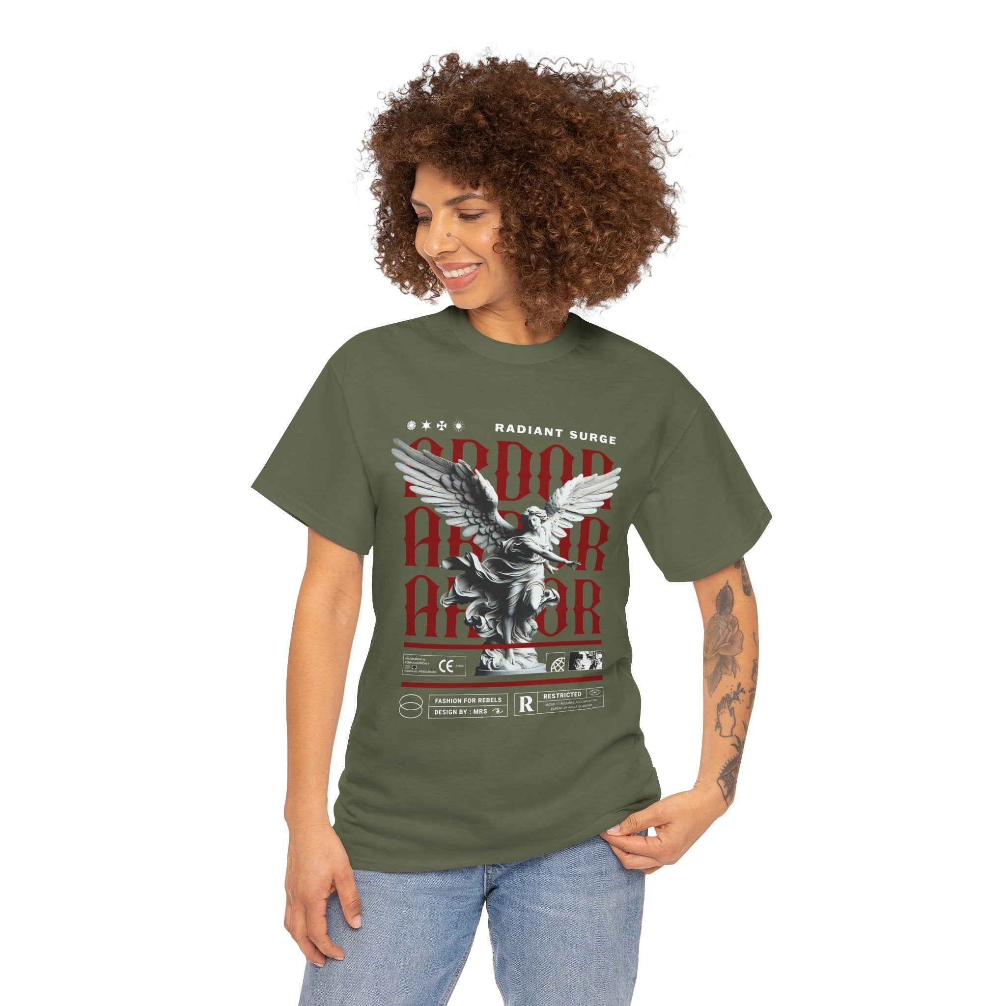 "Divine Angel" - Gothic Black & White T-Shirt Design
