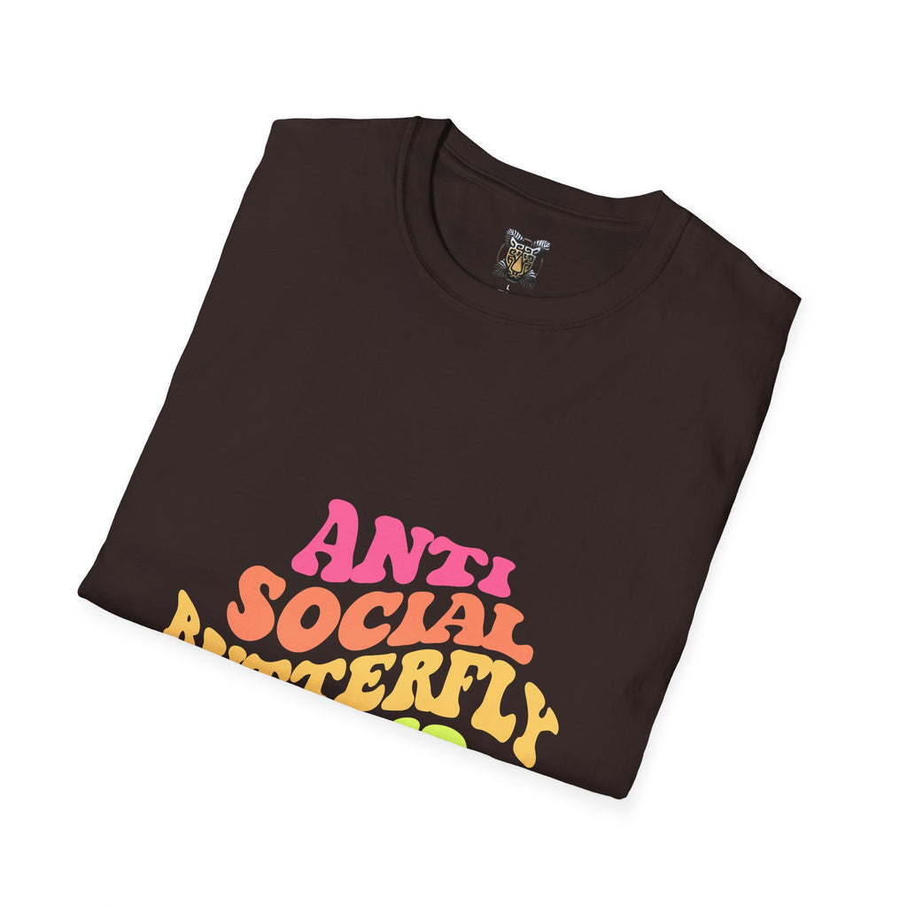 Anti Social Butterfly Club T-Shirt – Funny Introvert Graphic Tee, Sarcastic Unisex Shirt, Humor Casual Apparel