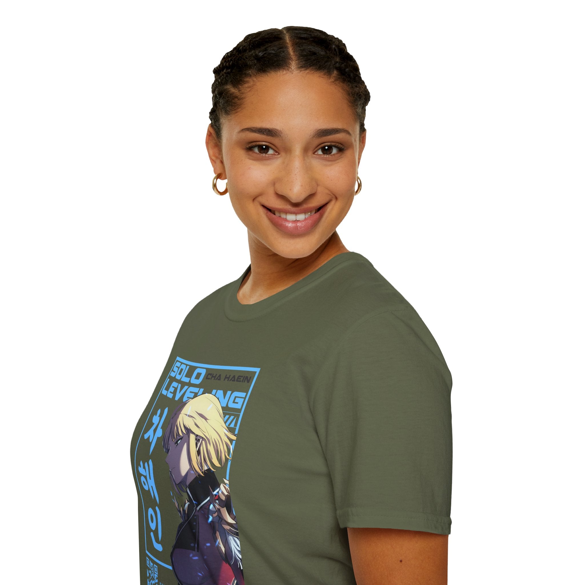 Solo Leveling Cha Hae-In Anime T-Shirt – Black Graphic Tee for Fans