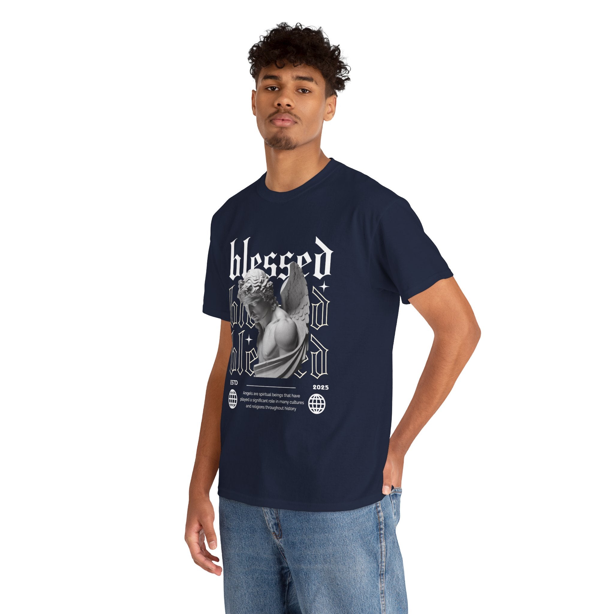 Blessed Guardian: Serene Angelic Sculpture Streetwear