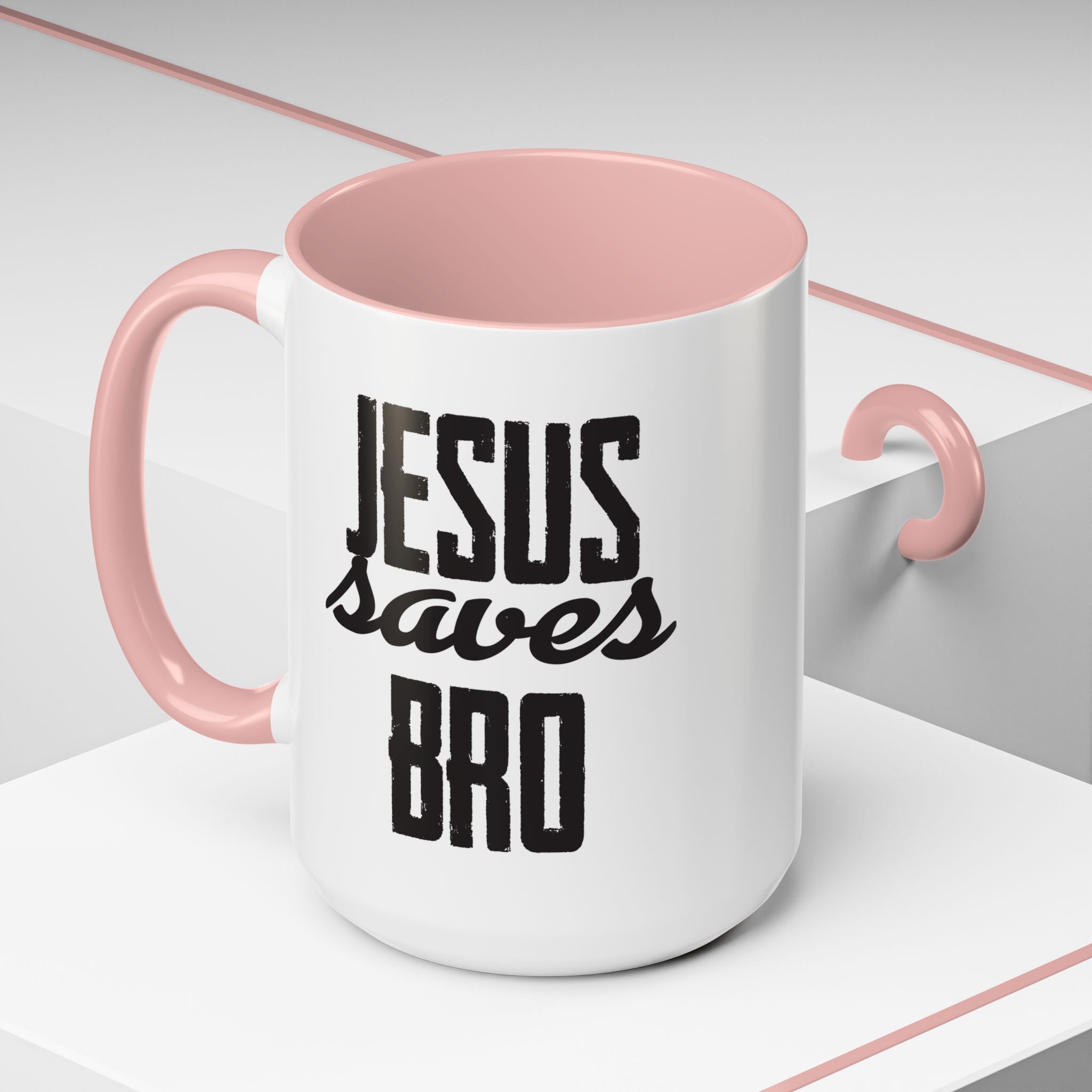 Christian Coffee Mug – 11oz & 15oz Jesus Saves Bro Quote, Colorful Interior