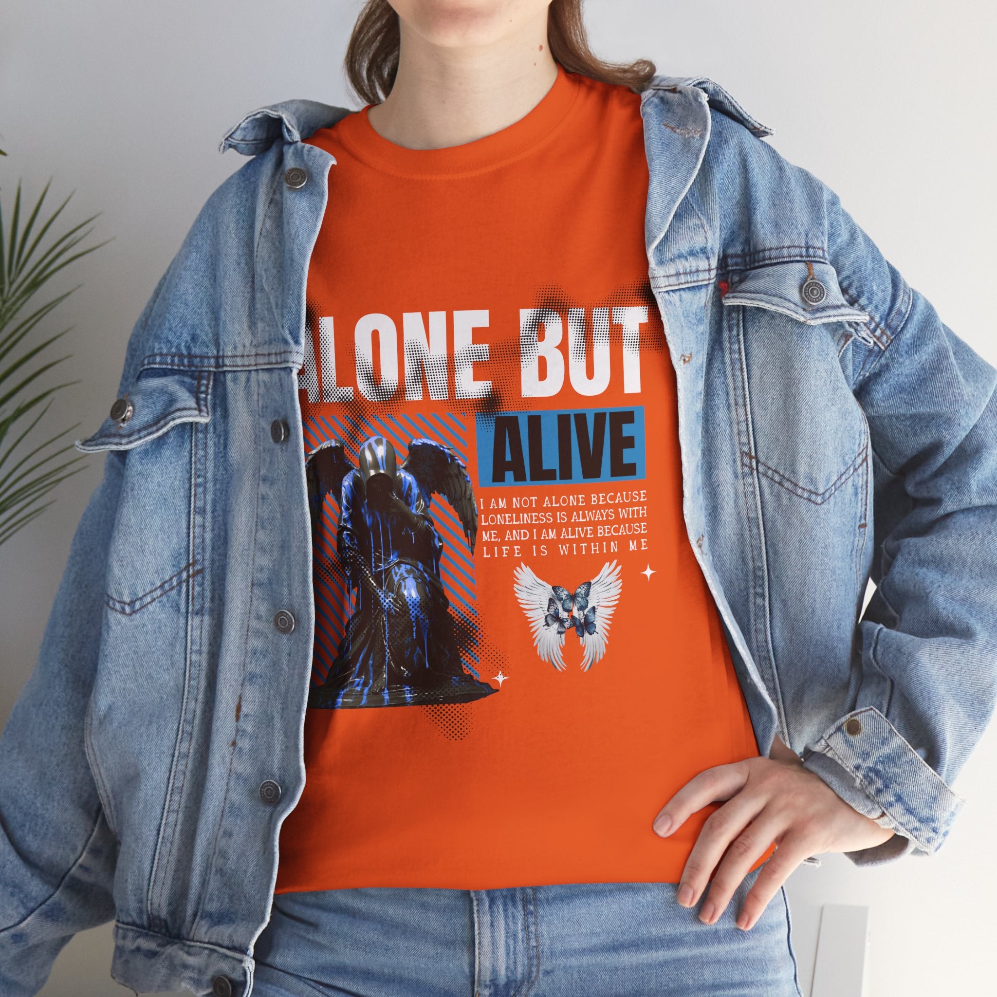 Alone but Alive" Dark Angel Statue with Blue Accents - Digital Art