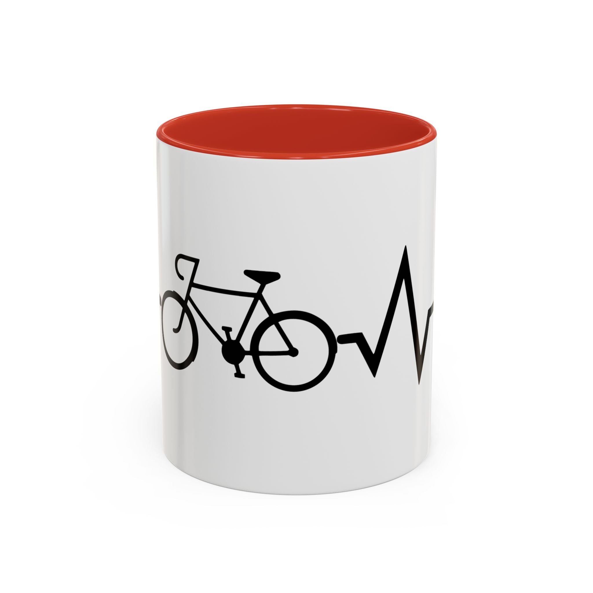 Cycling Lifeline Coffee Mug – 11oz & 15oz Bicycle Heartbeat Design, Colorful Interior