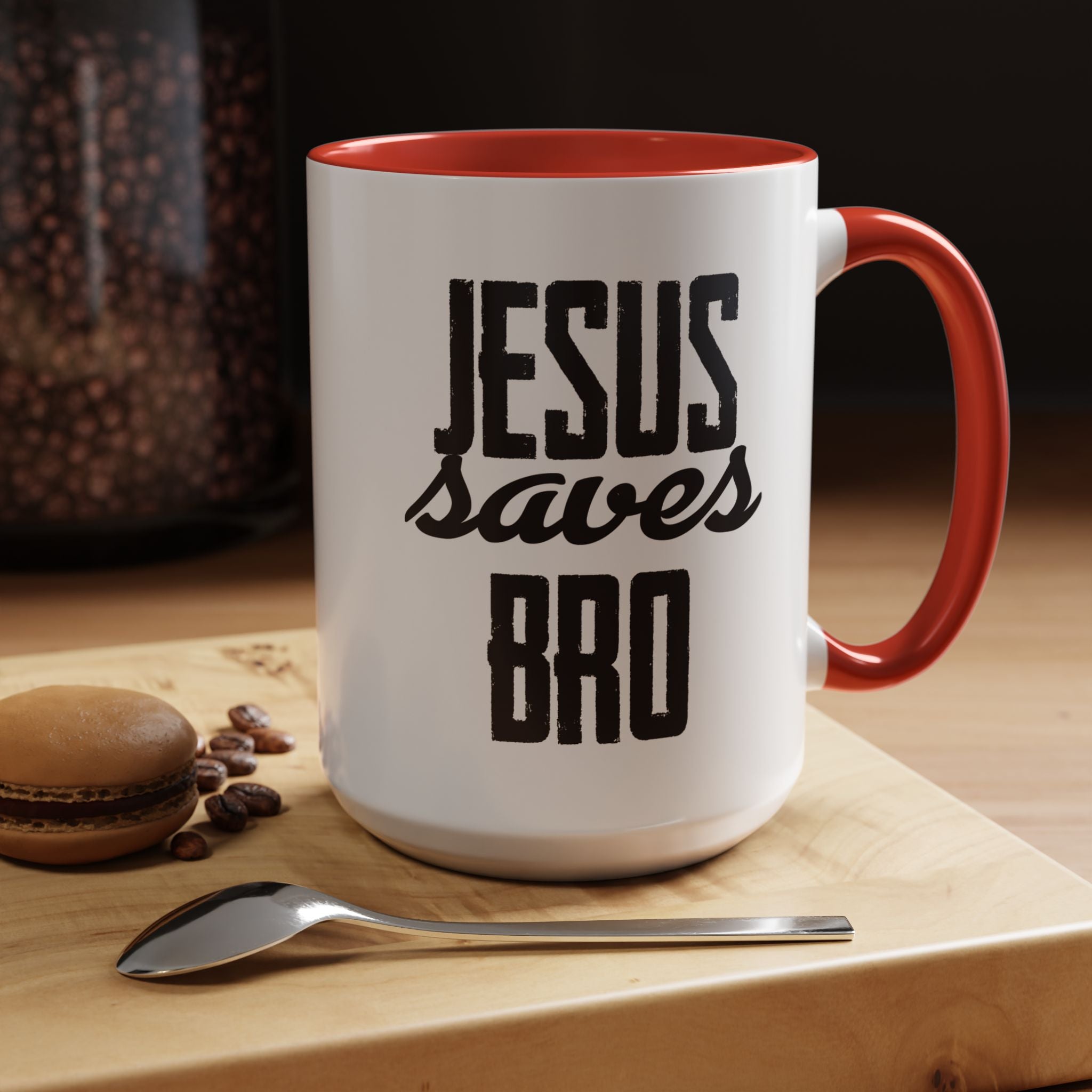 Christian Coffee Mug – 11oz & 15oz Jesus Saves Bro Quote, Colorful Interior