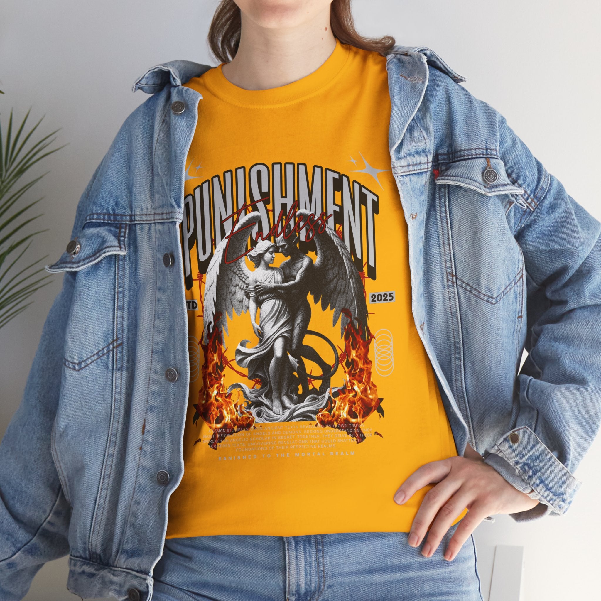 Endless Punishment: Angel & Demon Embrace Streetwear Graphic