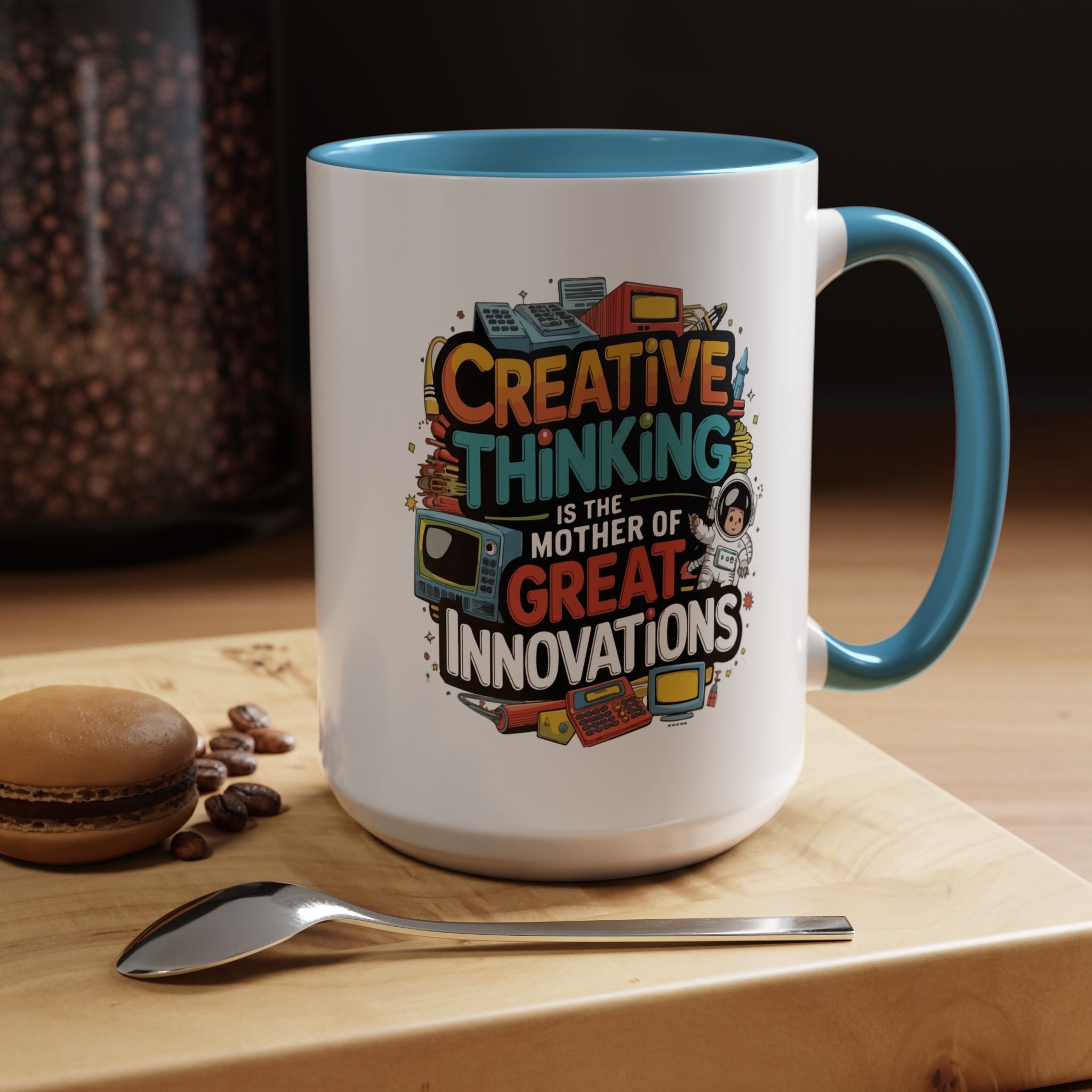 Creative Thinking Coffee Mug – 11oz Inspirational Quote, Colorful Interior