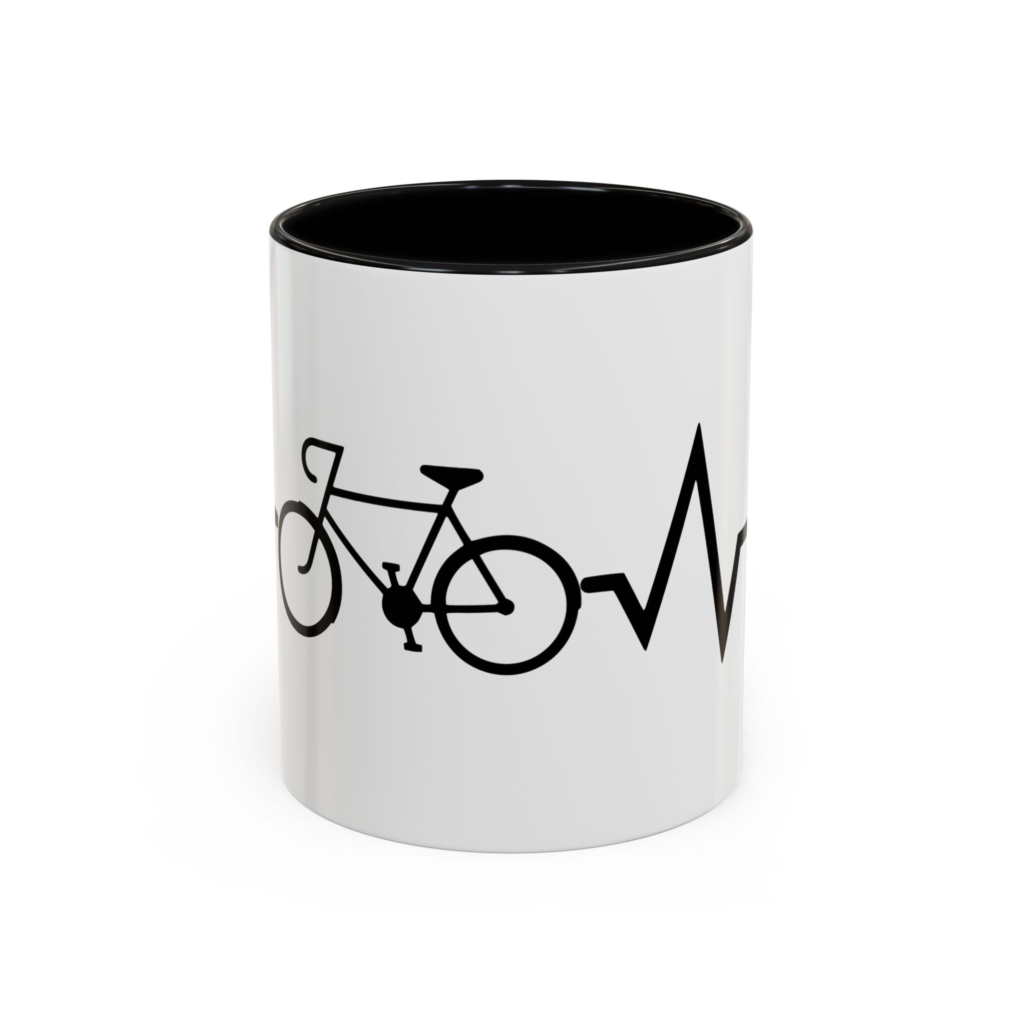 Cycling Lifeline Coffee Mug – 11oz & 15oz Bicycle Heartbeat Design, Colorful Interior