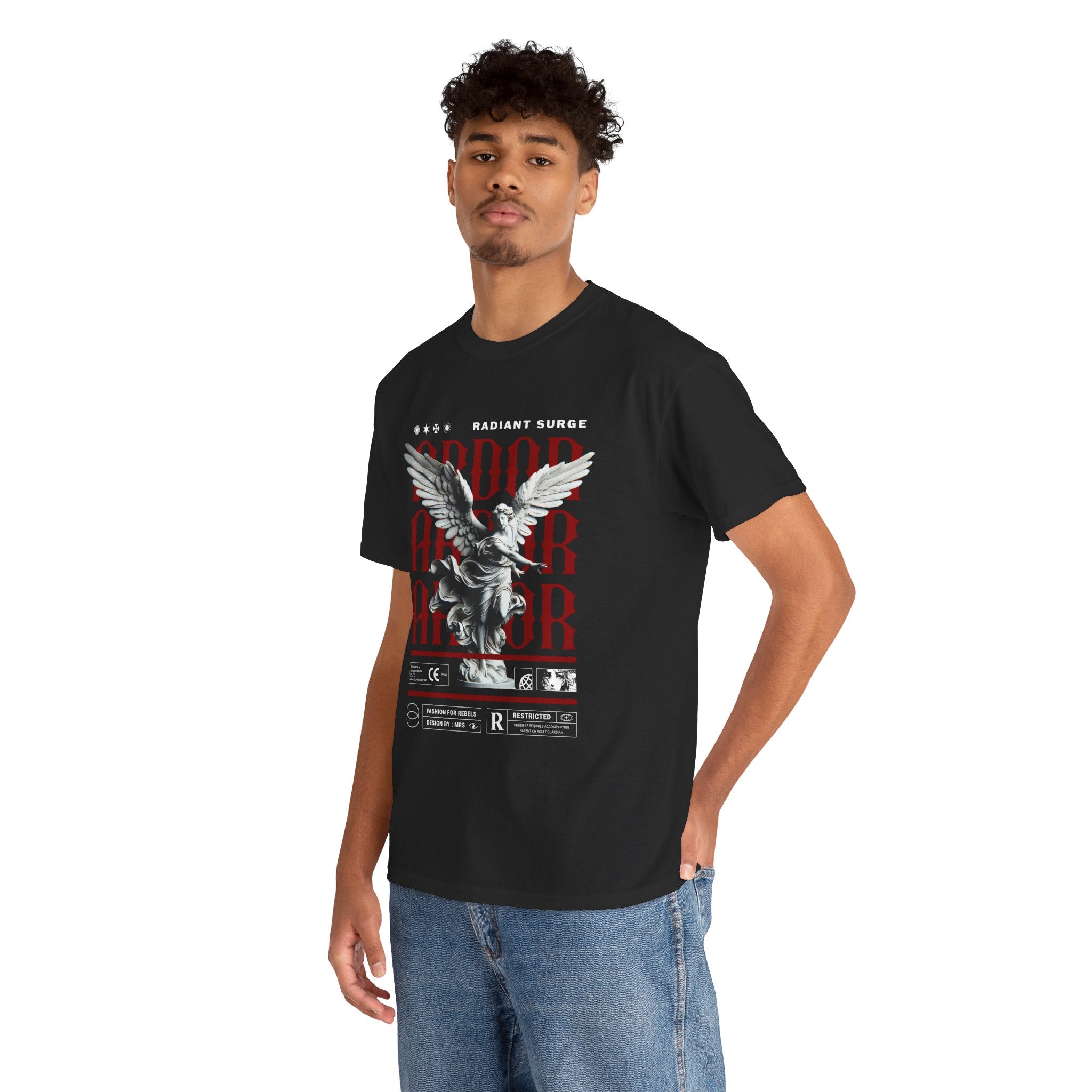 "Divine Angel" - Gothic Black & White T-Shirt Design
