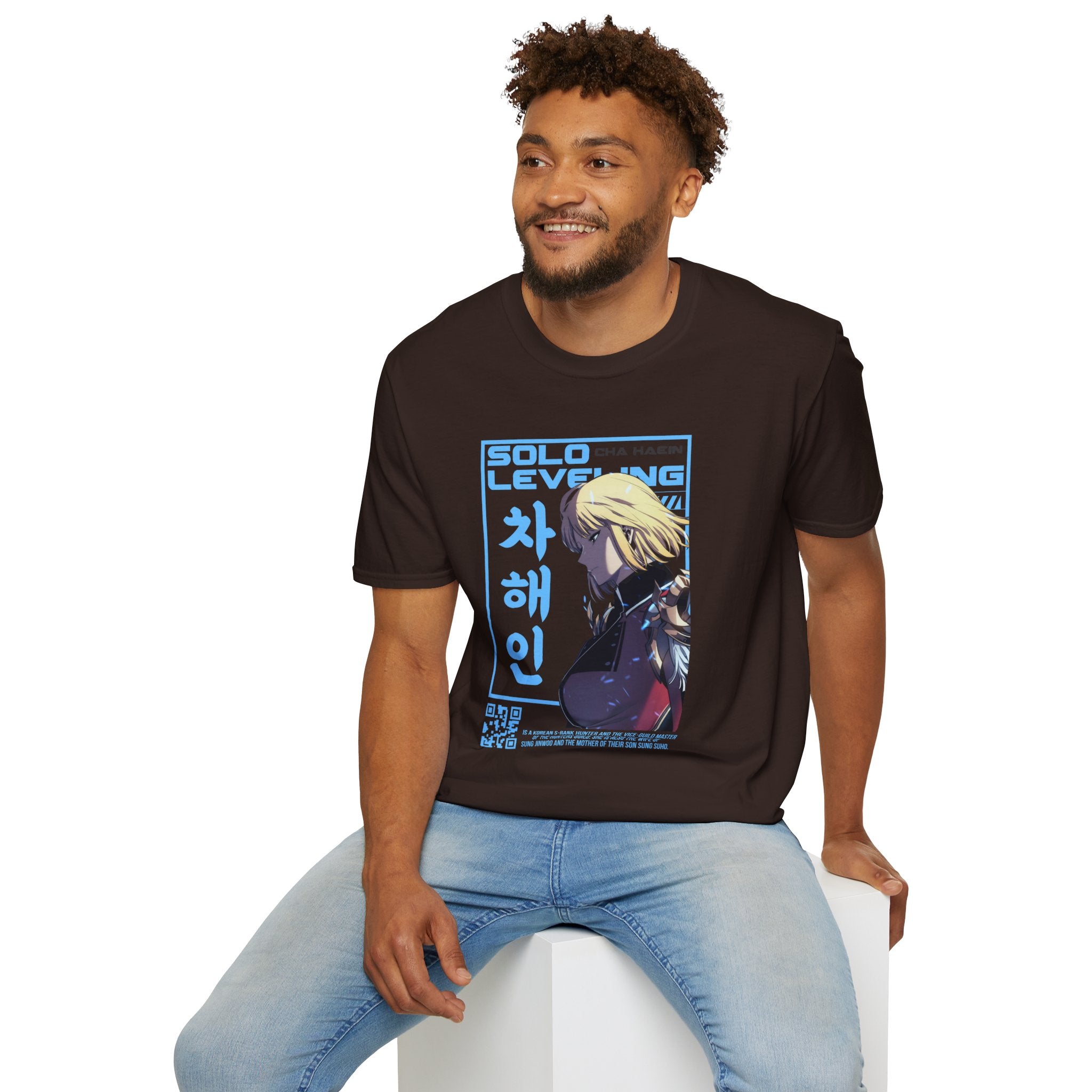Solo Leveling Cha Hae-In Anime T-Shirt – Black Graphic Tee for Fans