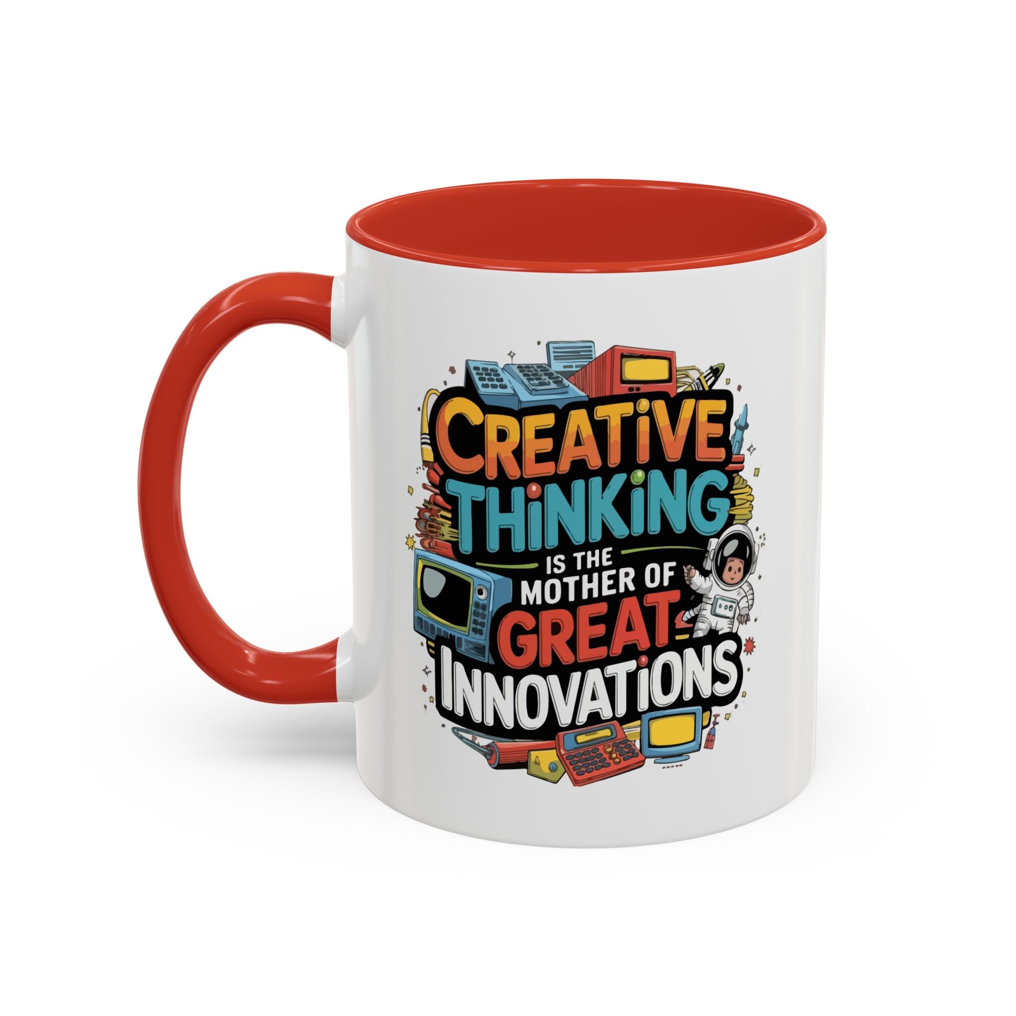 Creative Thinking Coffee Mug – 11oz Inspirational Quote, Colorful Interior