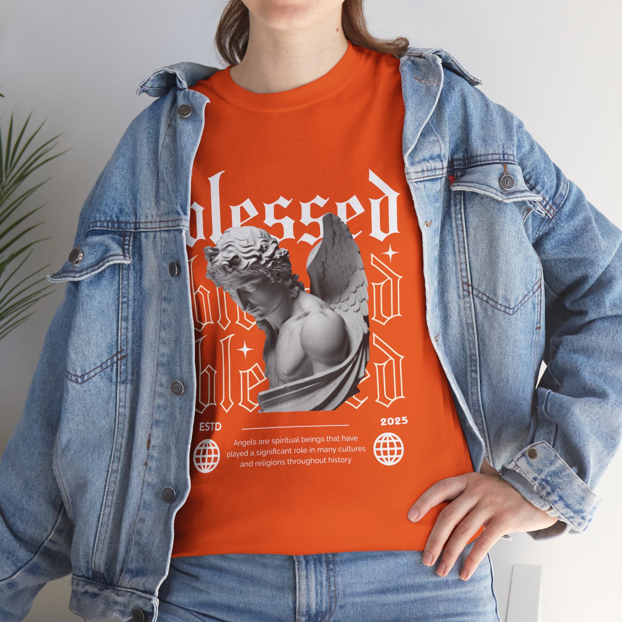 Blessed Guardian: Serene Angelic Sculpture Streetwear