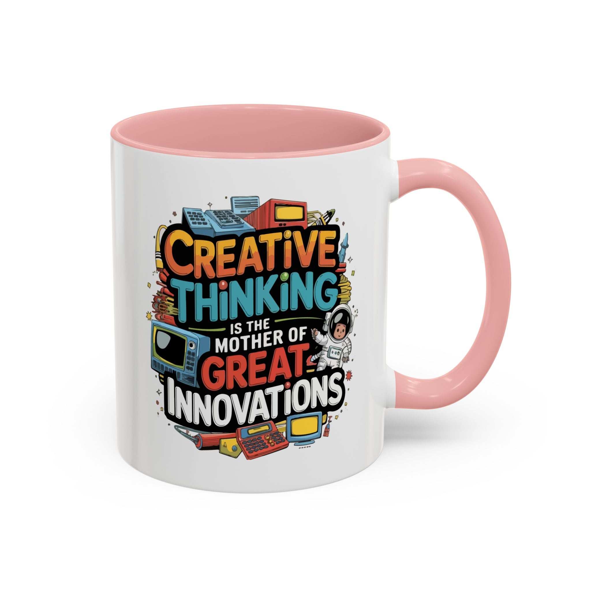 Creative Thinking Coffee Mug – 11oz Inspirational Quote, Colorful Interior