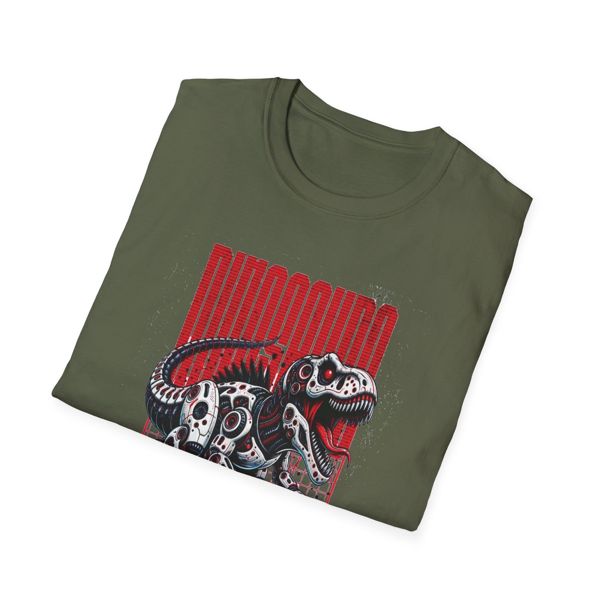T-Rex Loading – Red Mechanical Dino Tee