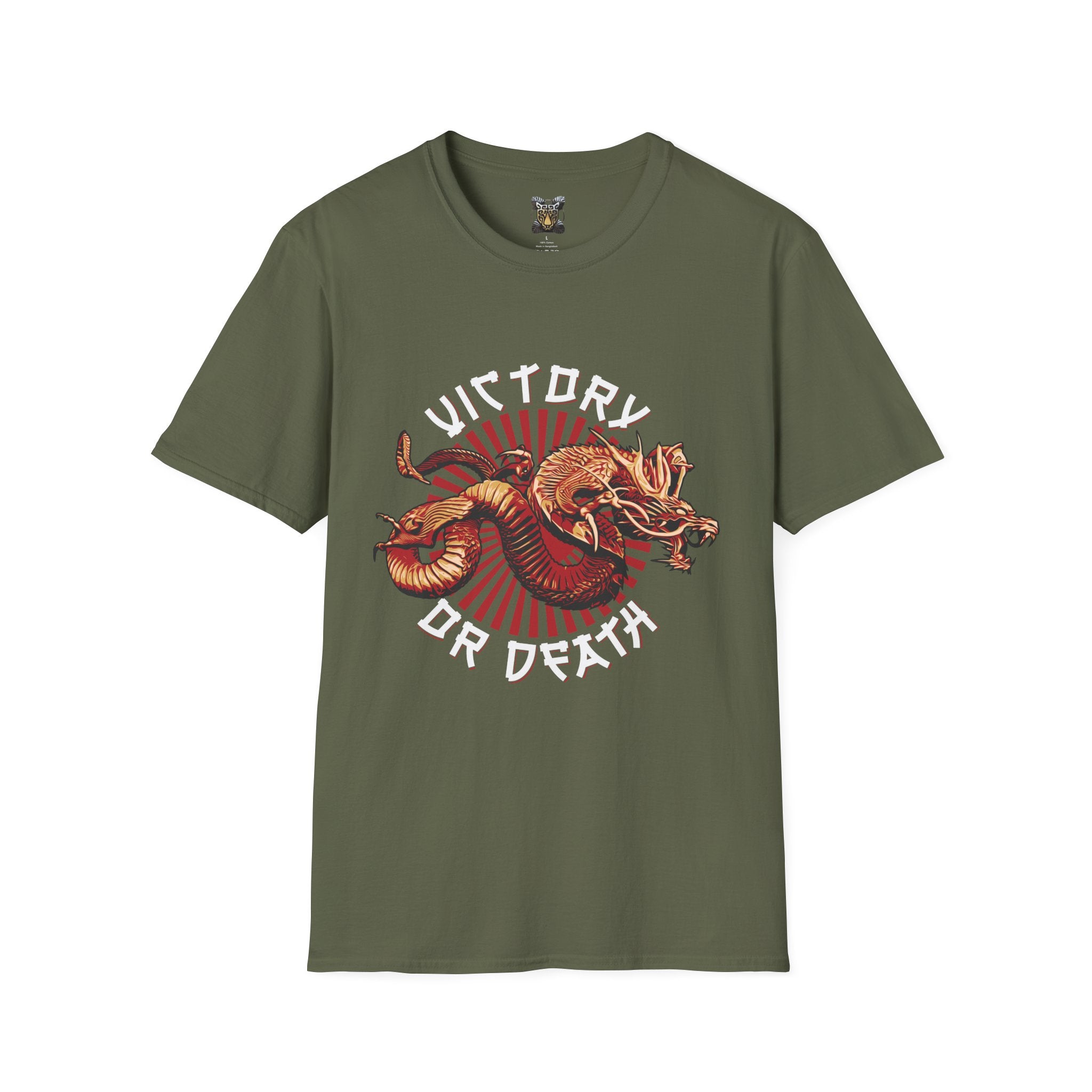 Victory or Death T-Shirt – Epic Dragon & Rising Sun Design for Fantasy, Samurai, and Warrior Fans