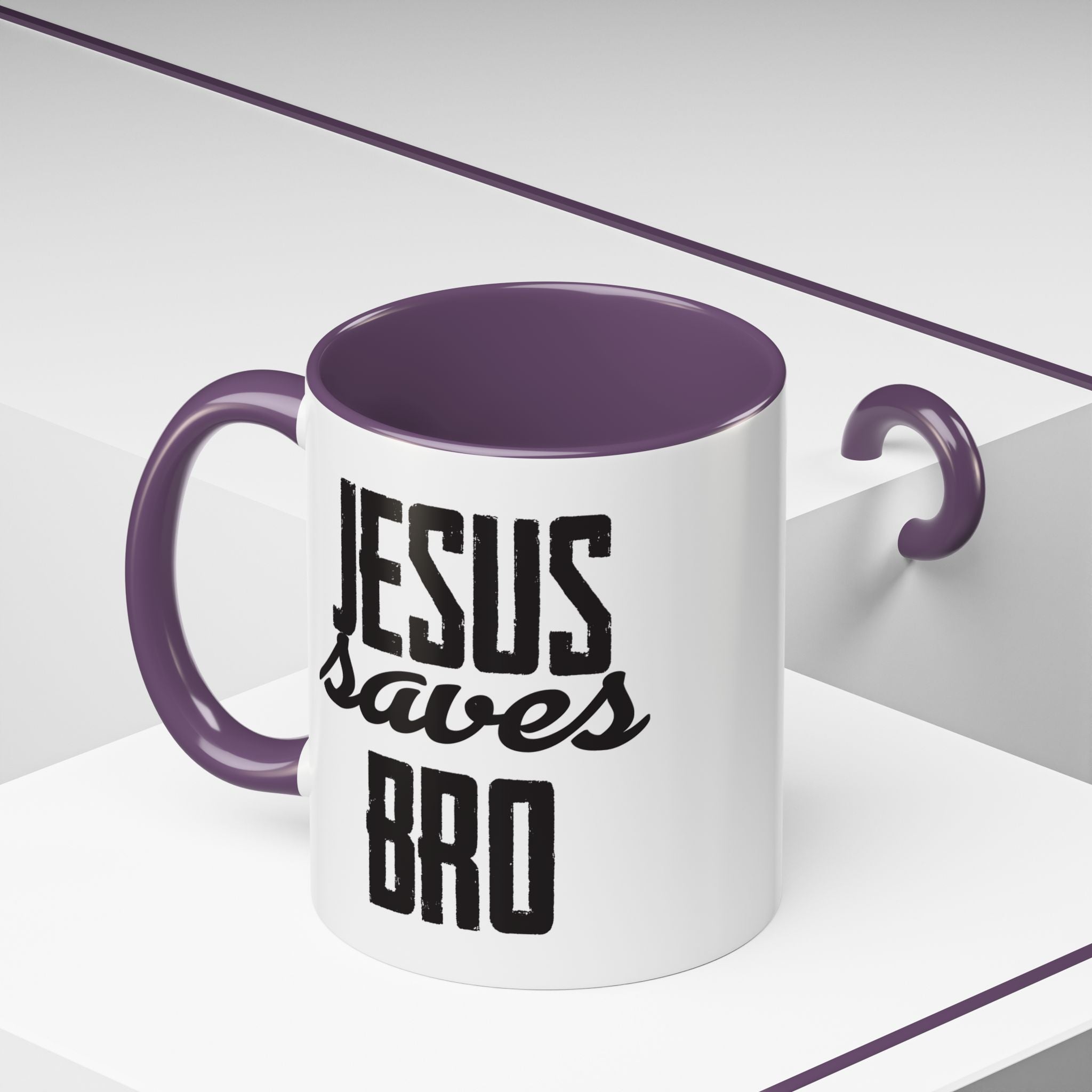 Christian Coffee Mug – 11oz & 15oz Jesus Saves Bro Quote, Colorful Interior
