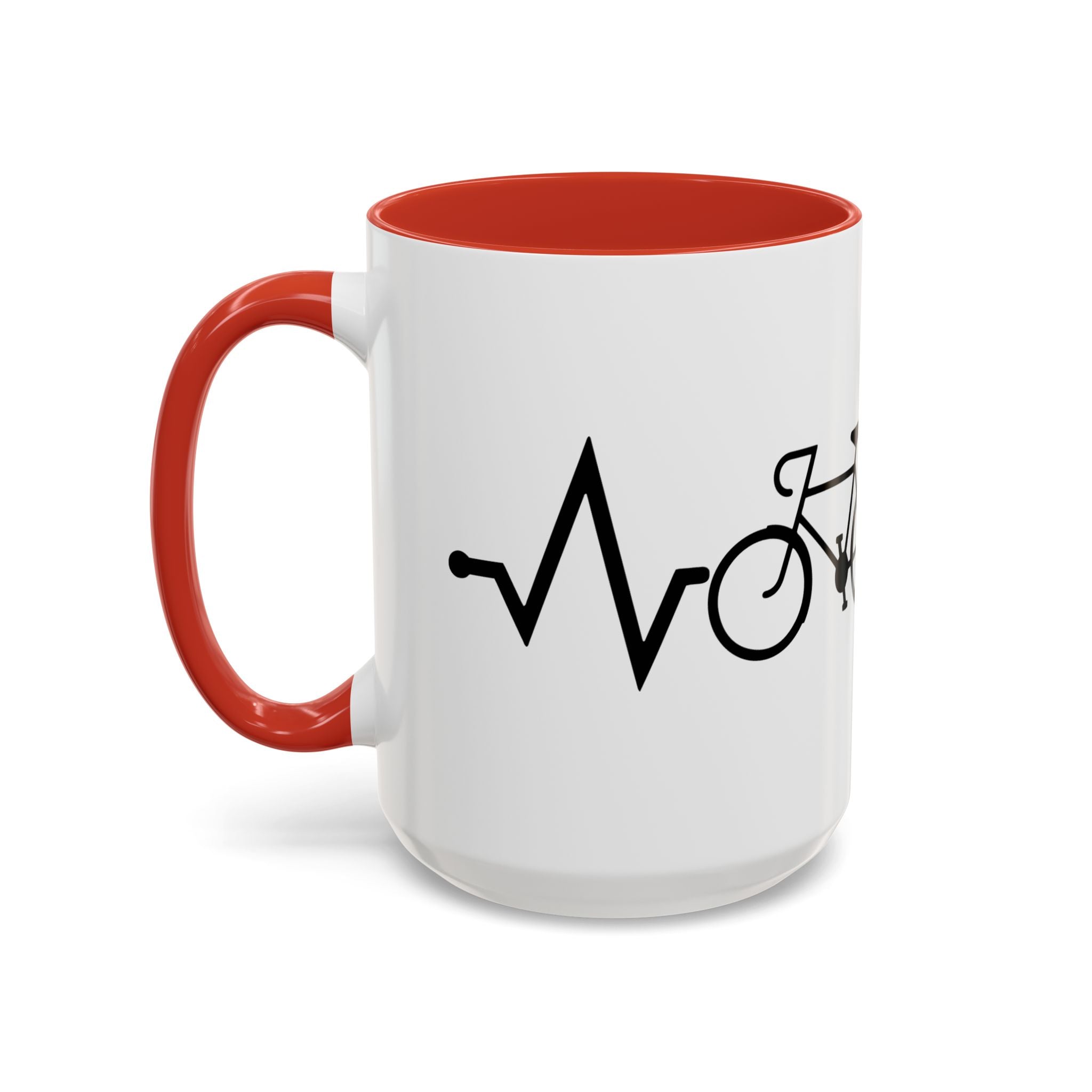 Cycling Lifeline Coffee Mug – 11oz & 15oz Bicycle Heartbeat Design, Colorful Interior