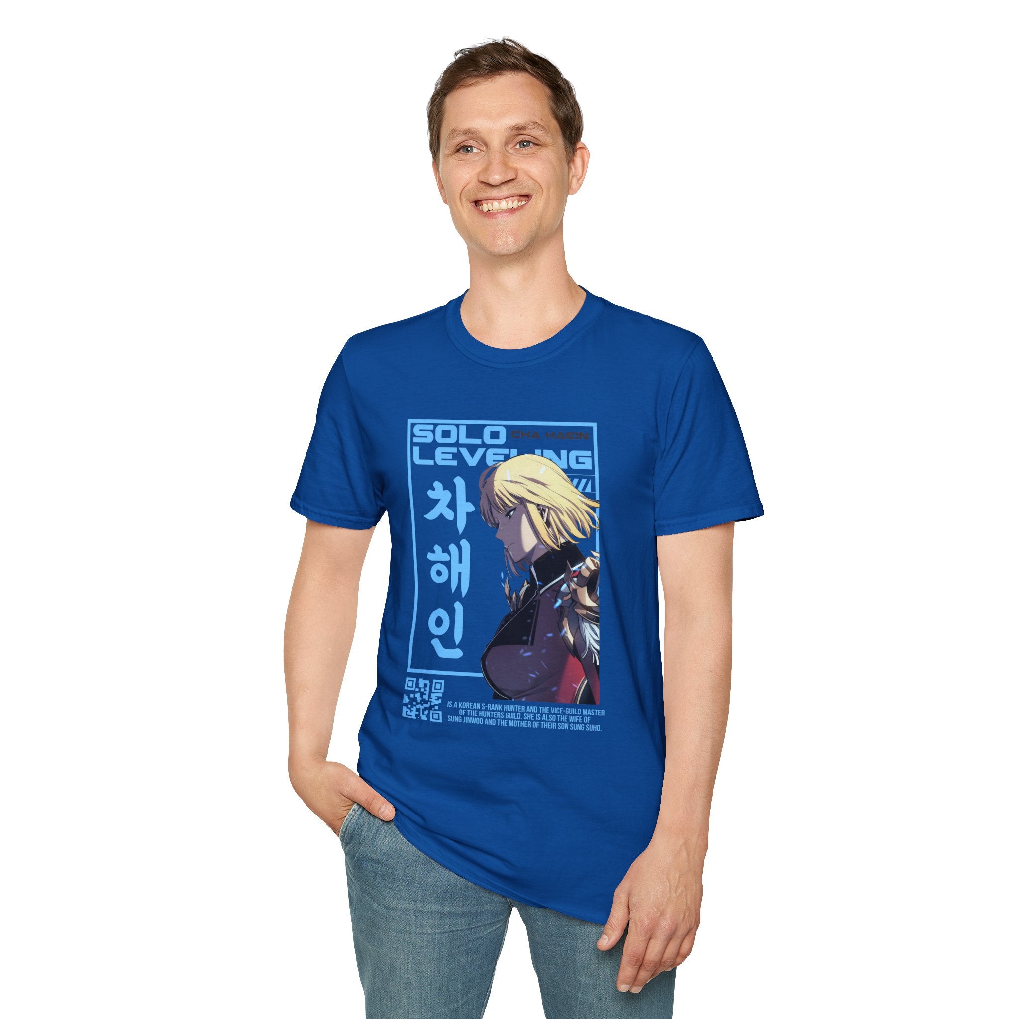 Solo Leveling Cha Hae-In Anime T-Shirt – Black Graphic Tee for Fans
